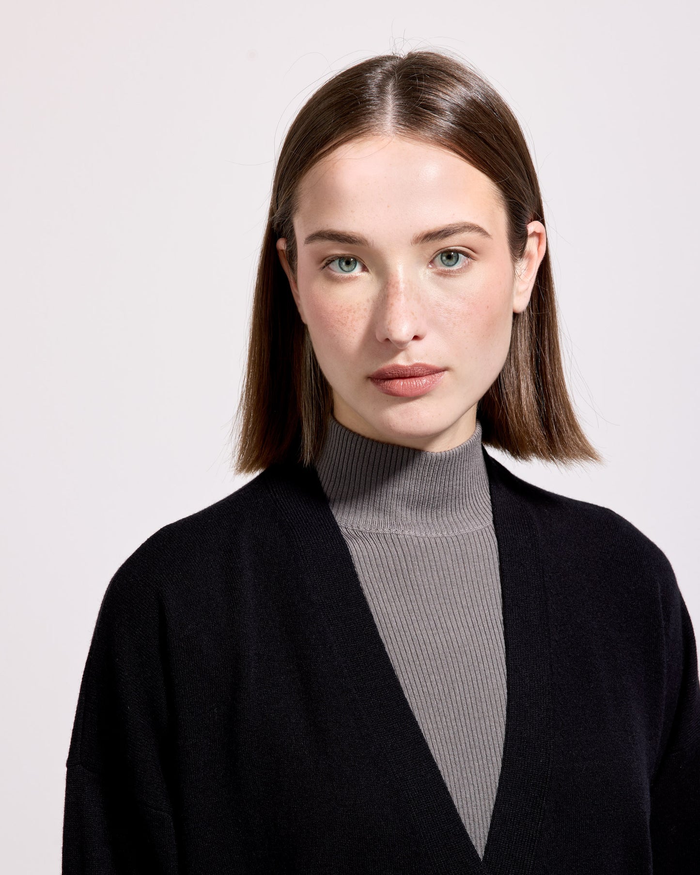 Cardigan con bottoni lana seta cashmere nero 
