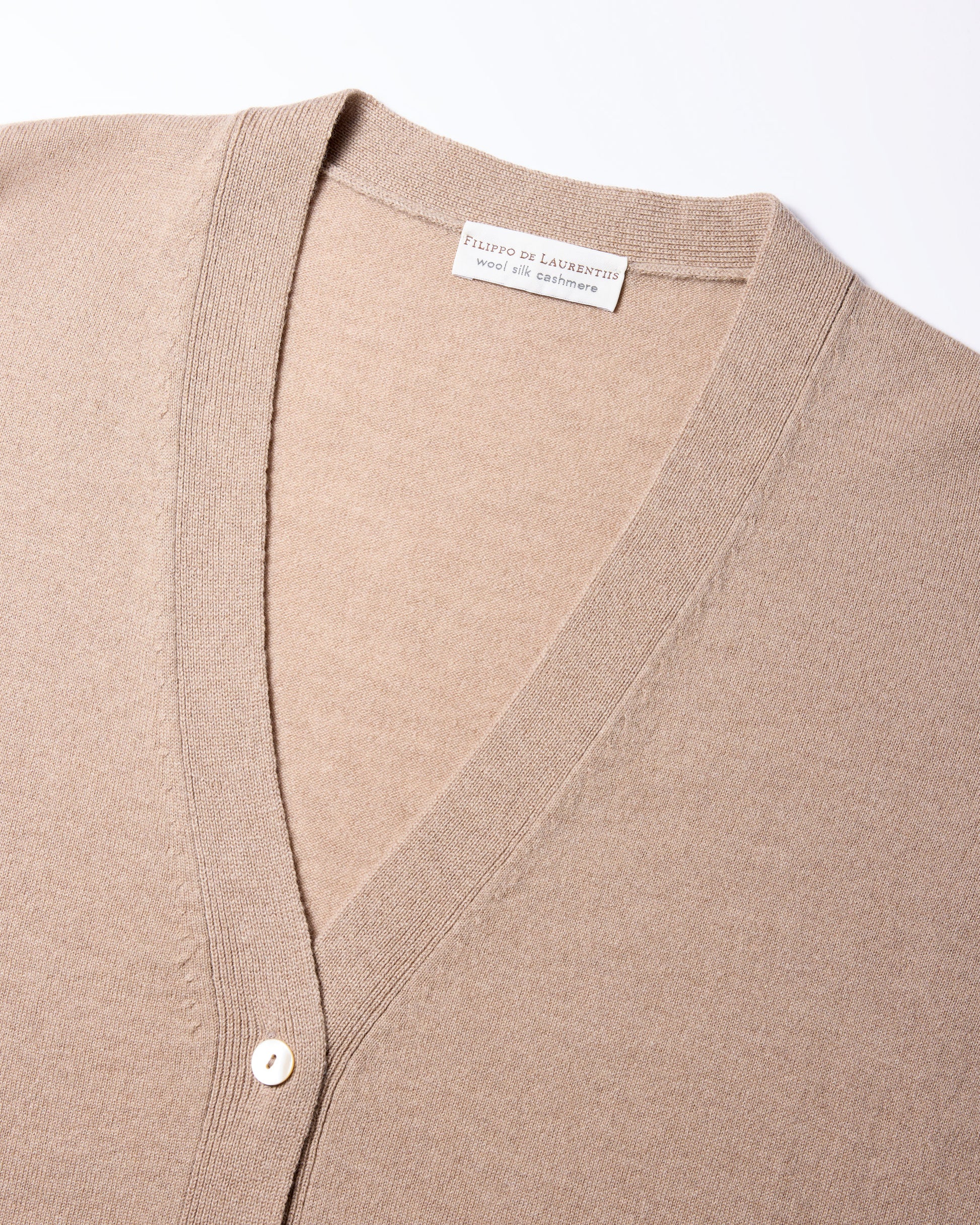 Cardigan con bottoni lana seta cashmere sabbia