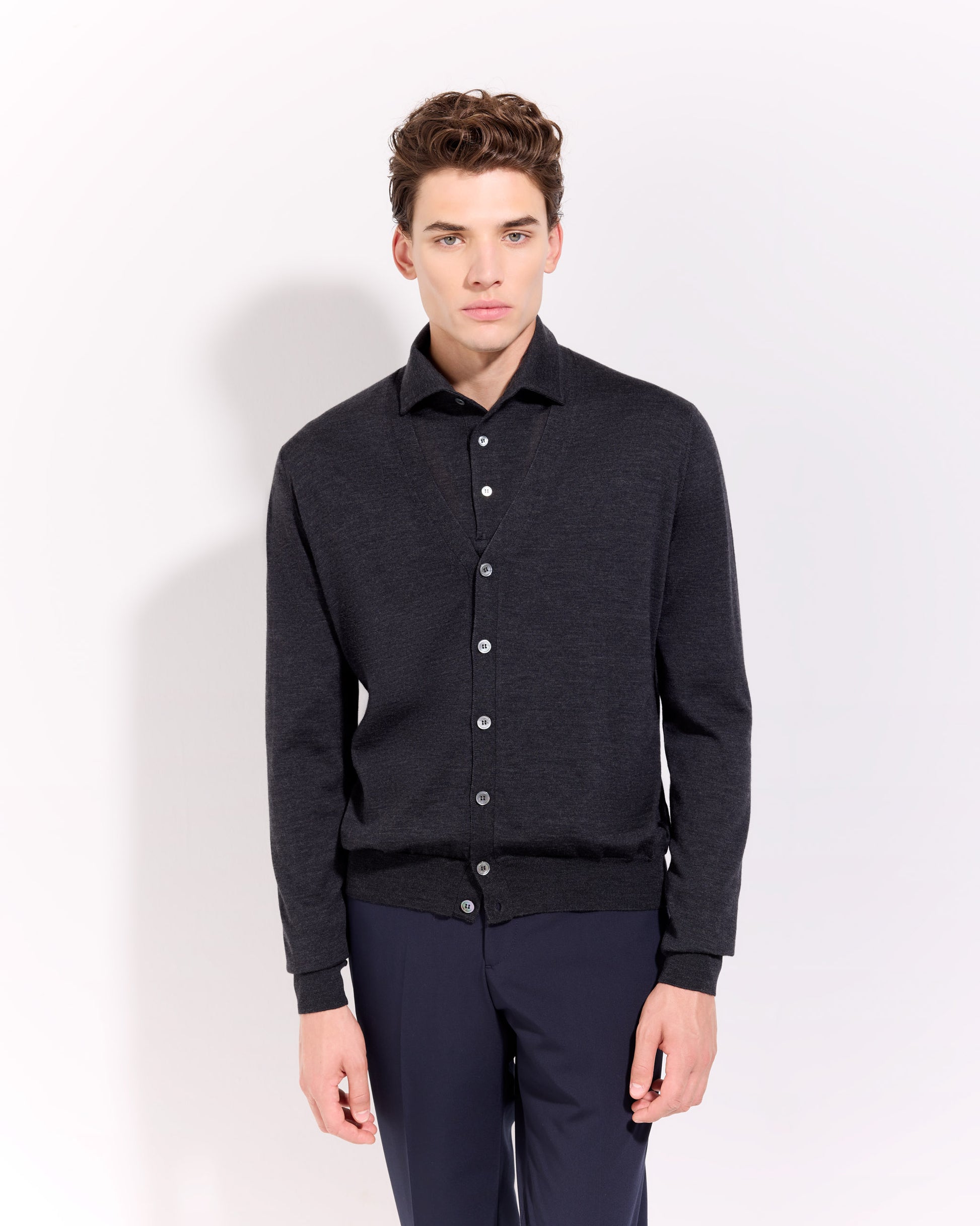 Cardigan con bottoni royal merino antracite
