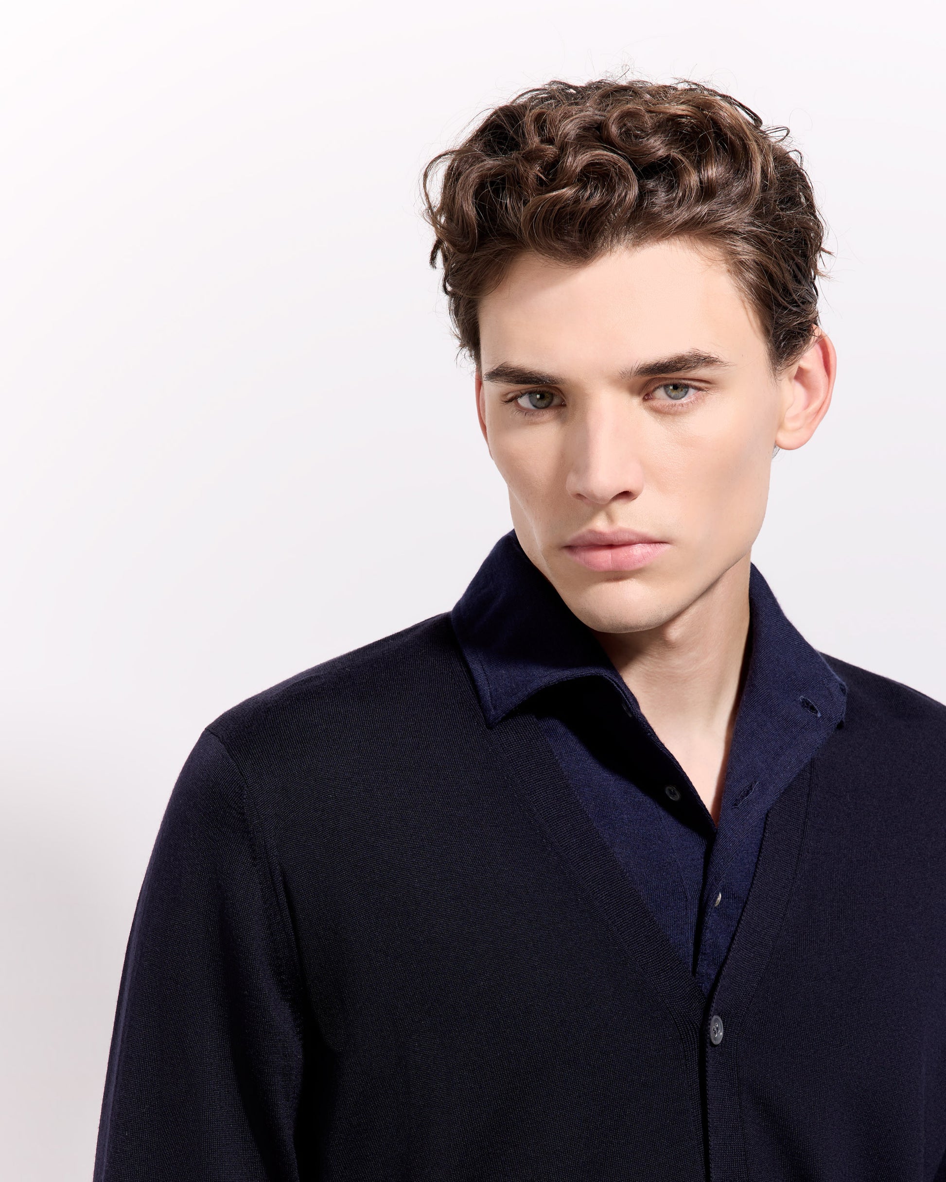 Cardigan con bottoni royal merino blu navy