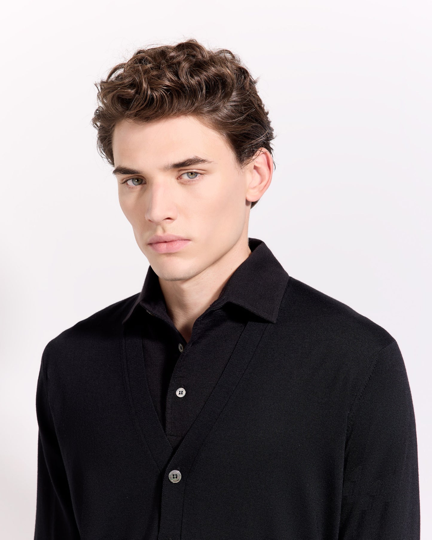 Cardigan con bottoni royal merino nero