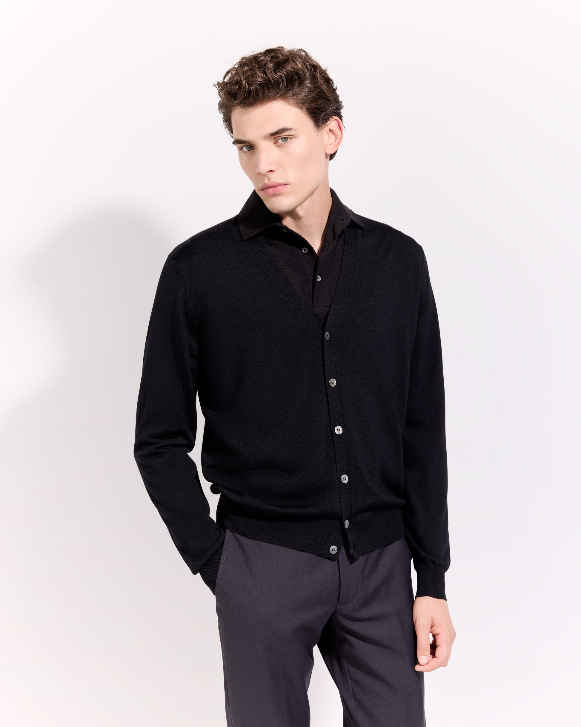 Cardigan con bottoni royal merino nero