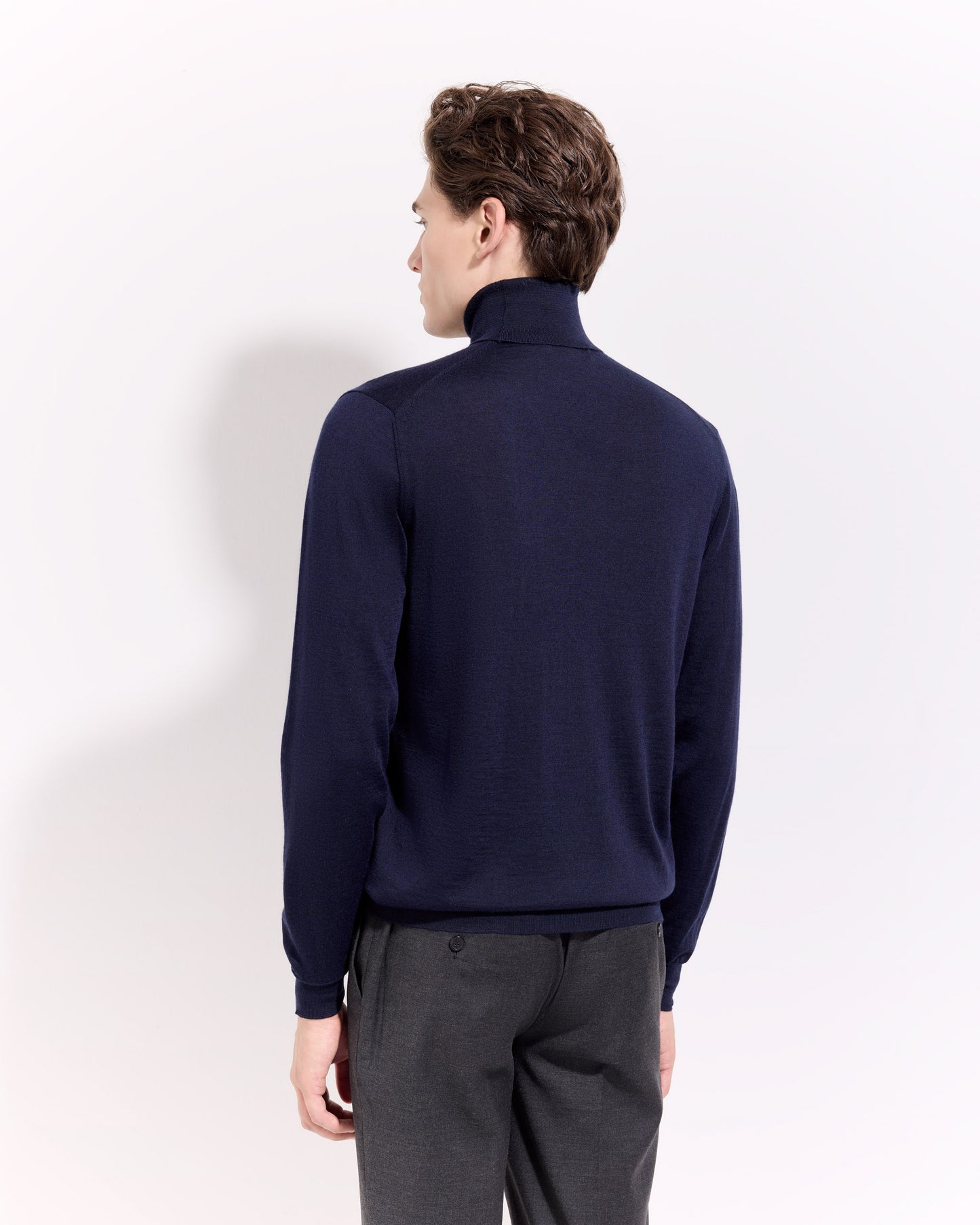 Dolcevita lana seta cashmere blu navy