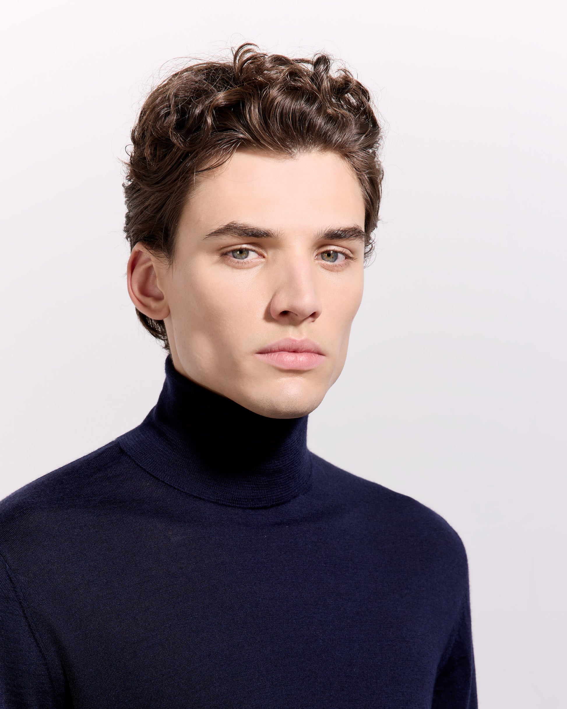 Dolcevita lana seta cashmere blu navy