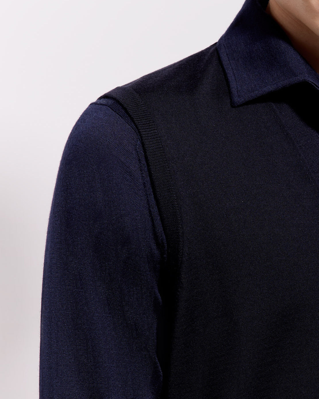Gilet con bottoni royal merino blu navy