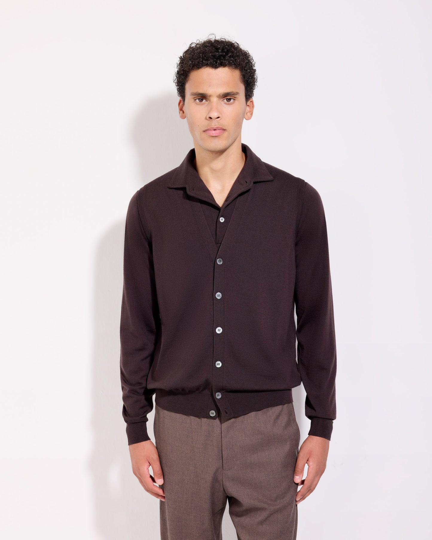 Gilet con bottoni royal merino caffè