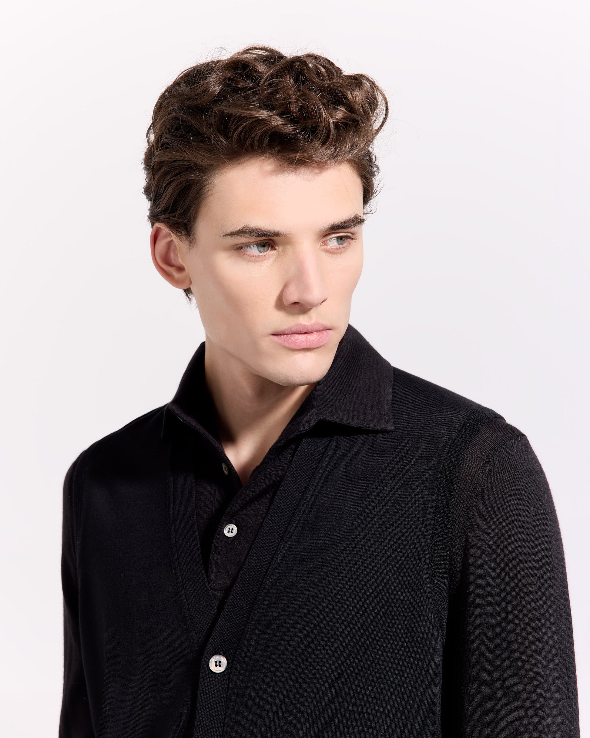 Gilet con bottoni royal merino nero