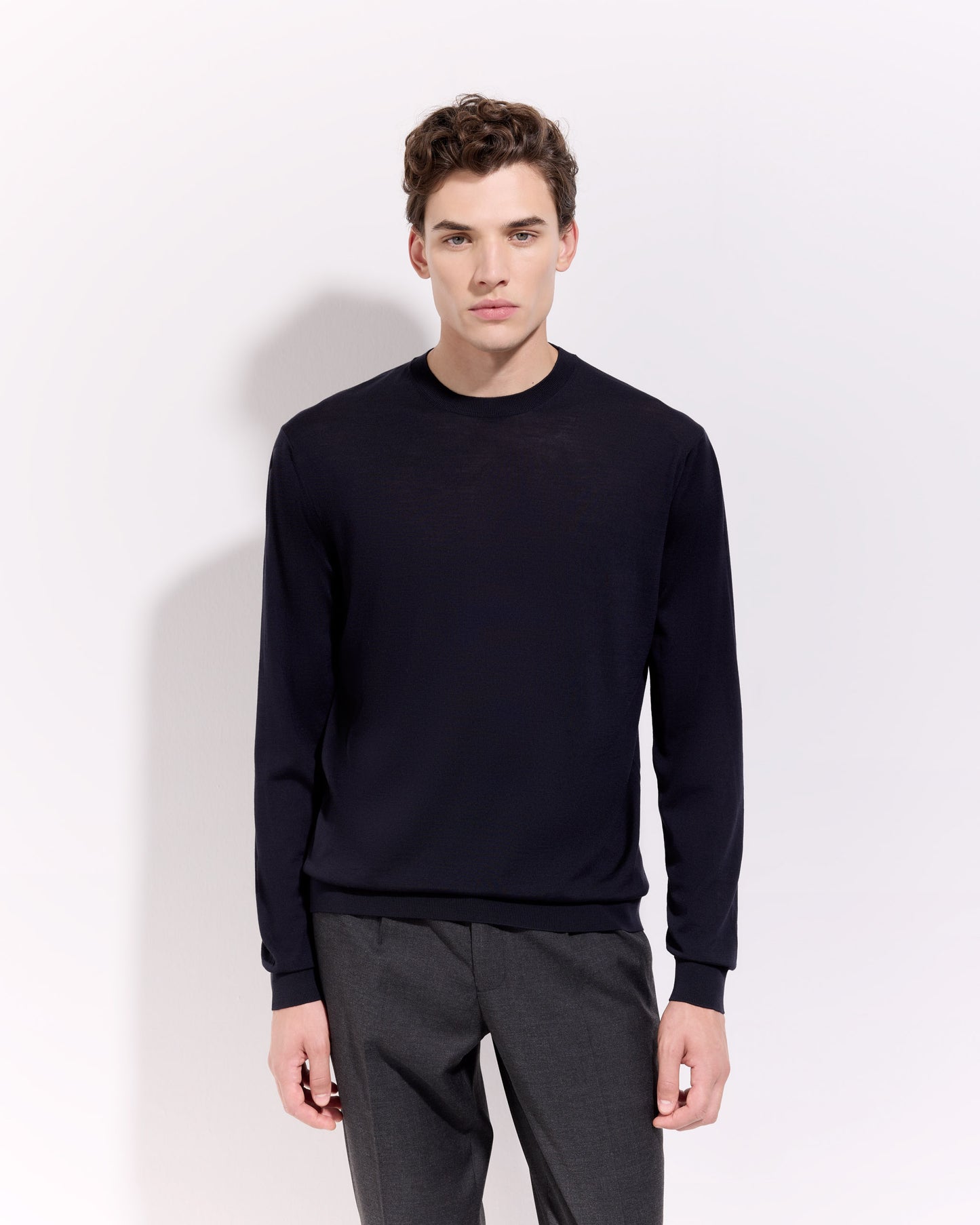 Girocollo 180s merino blu navy