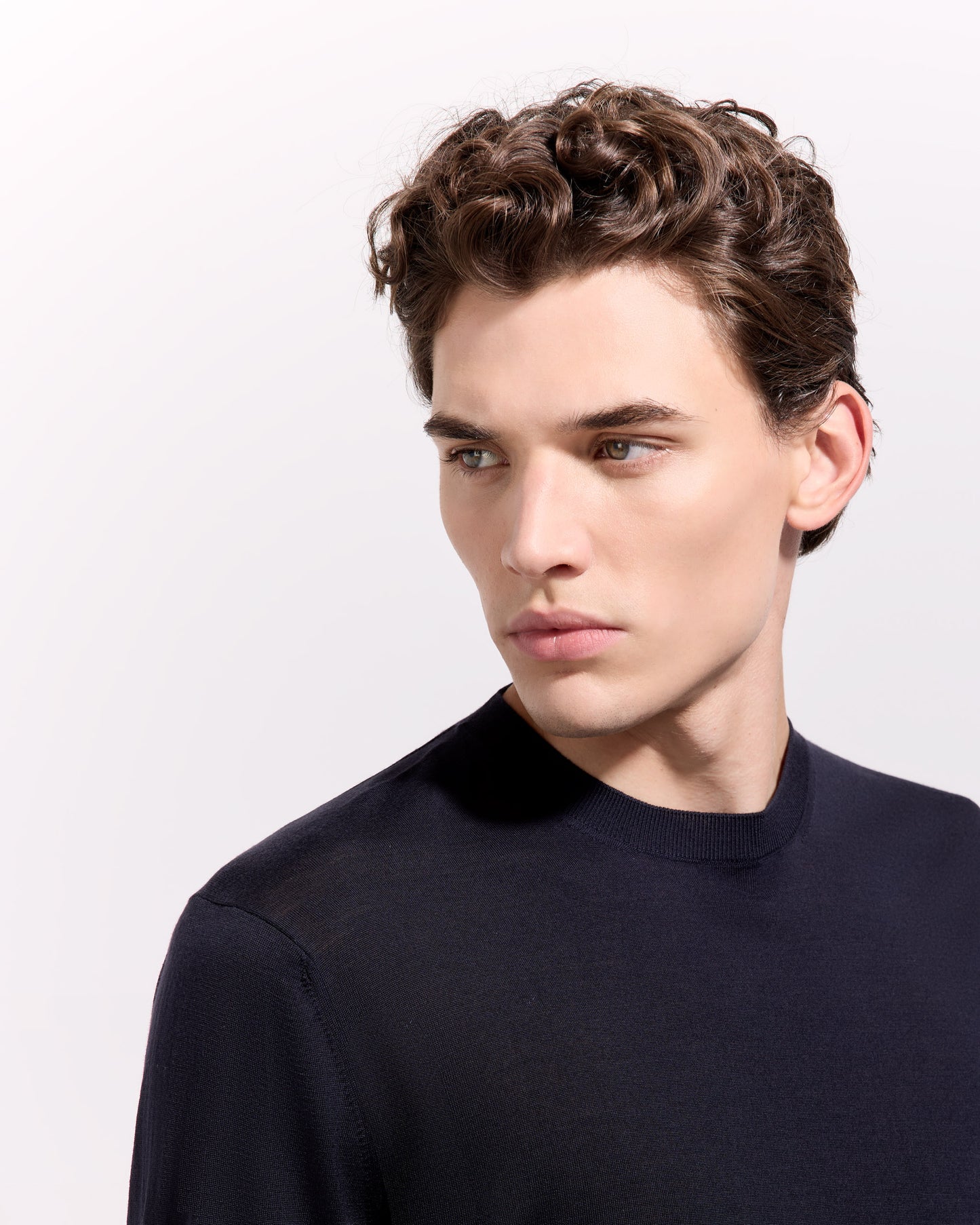 Girocollo 180s merino blu navy