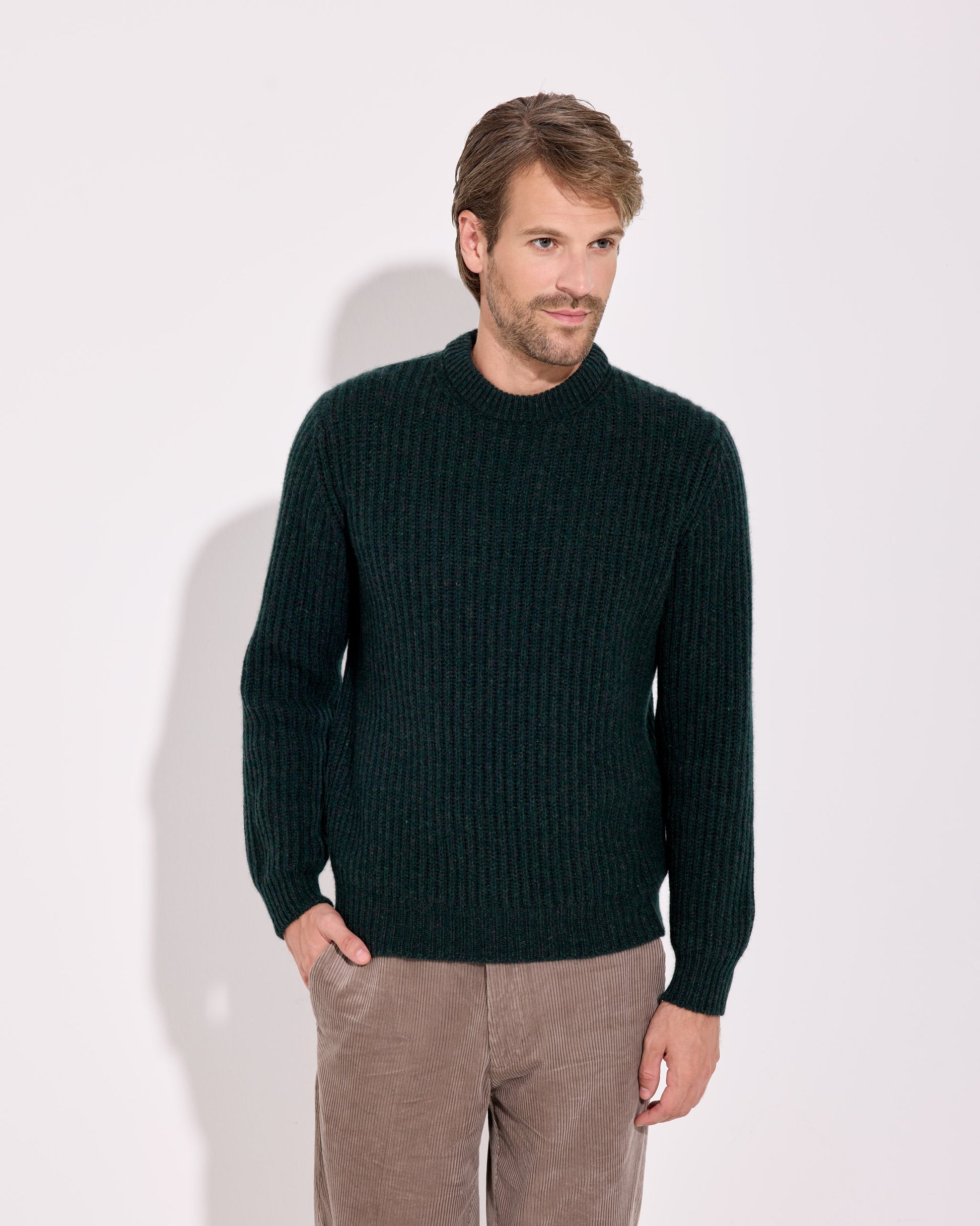 Girocollo brit cashmere verde scuro