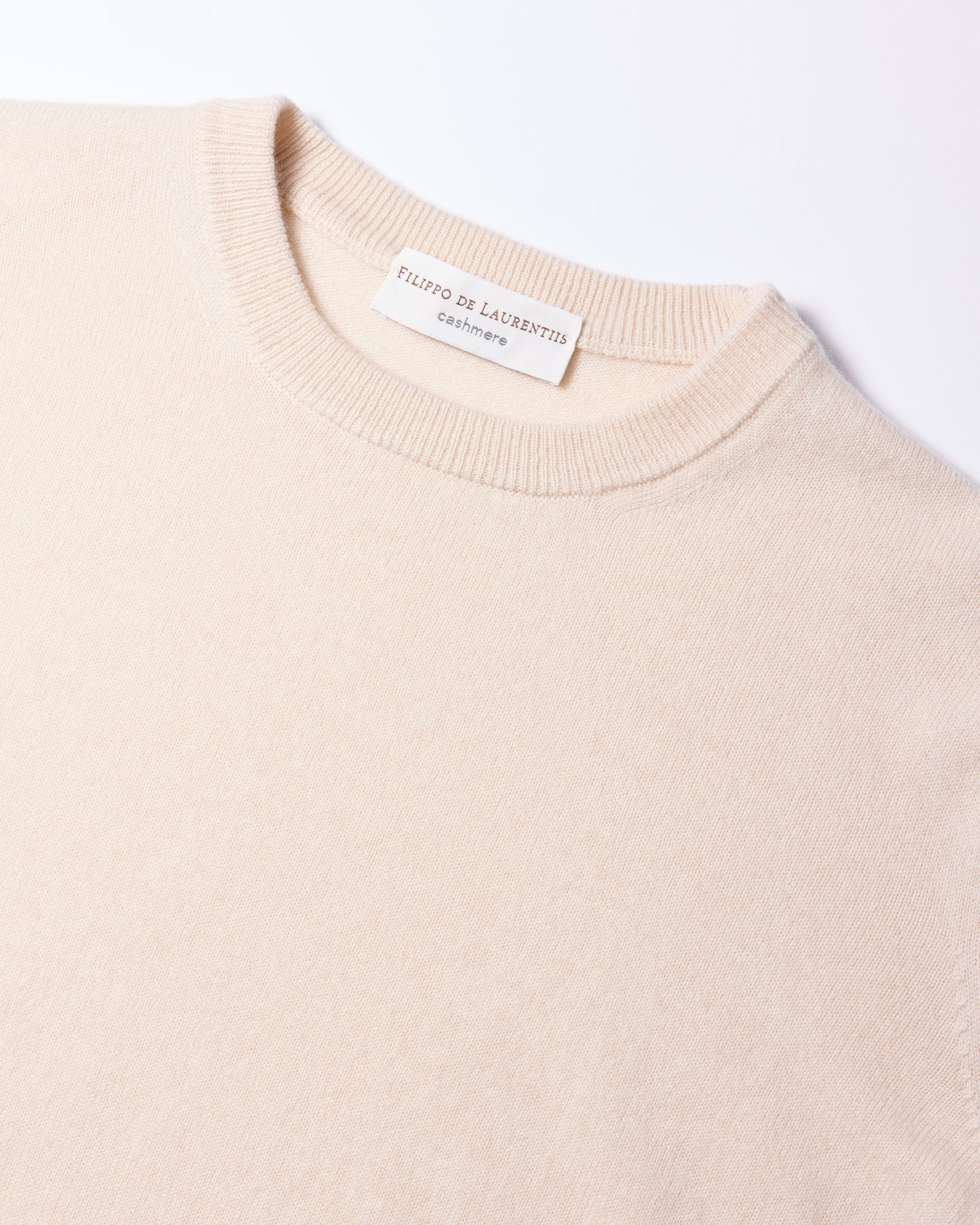 Girocollo cashmere albino naturale