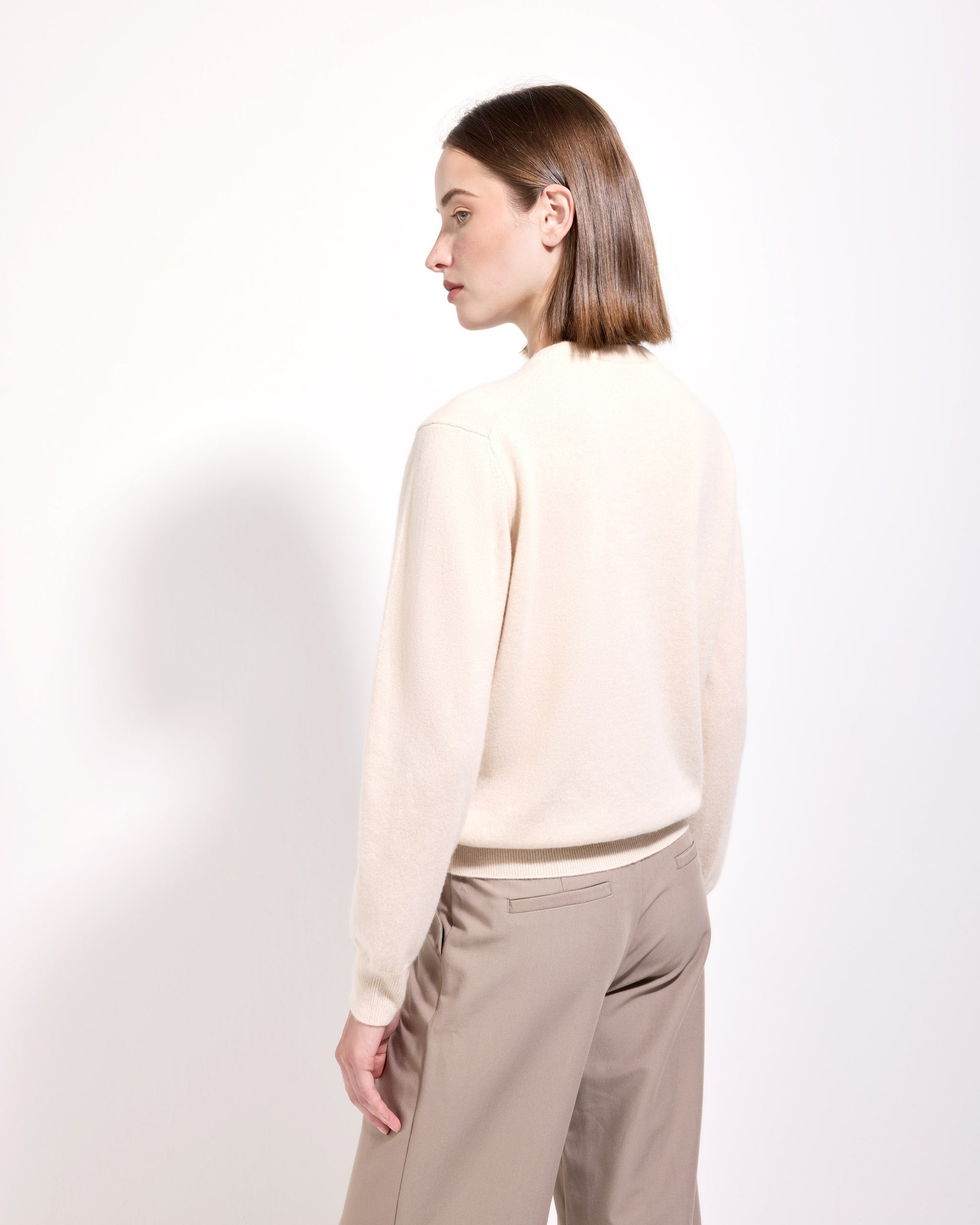 Girocollo cashmere albino naturale