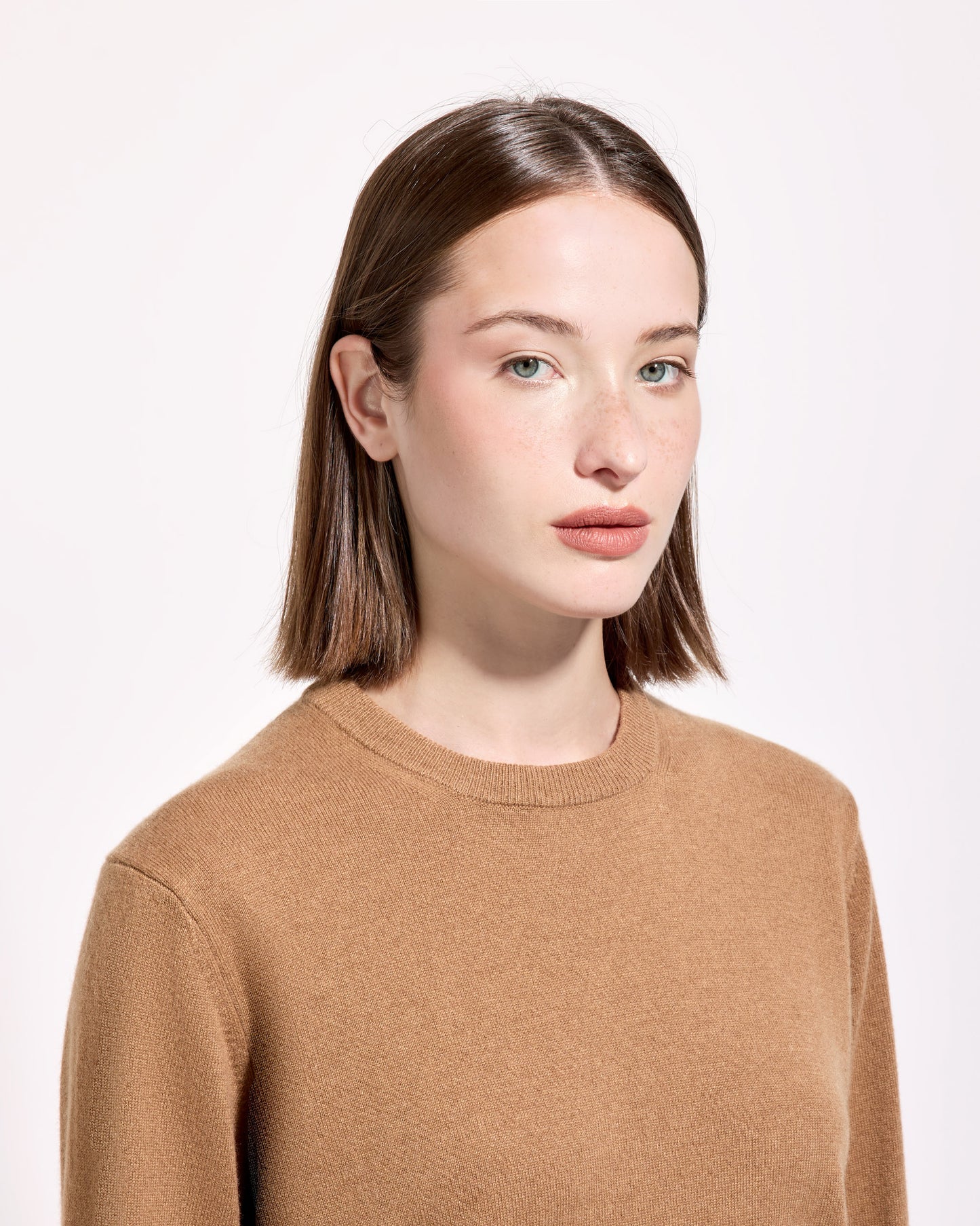 Girocollo cashmere cammello scuro
