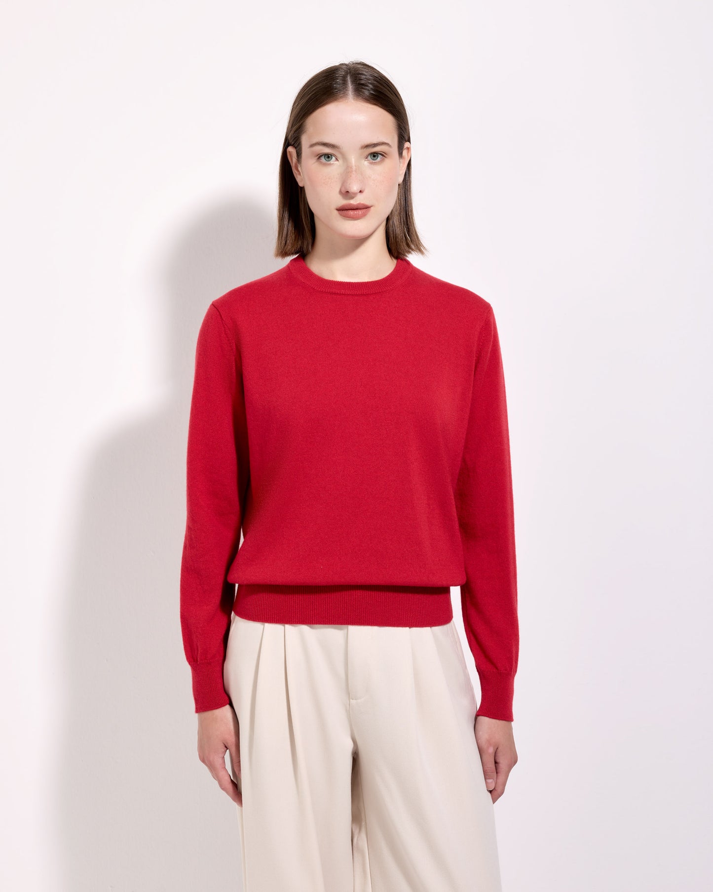 Girocollo cashmere rosso fuoco