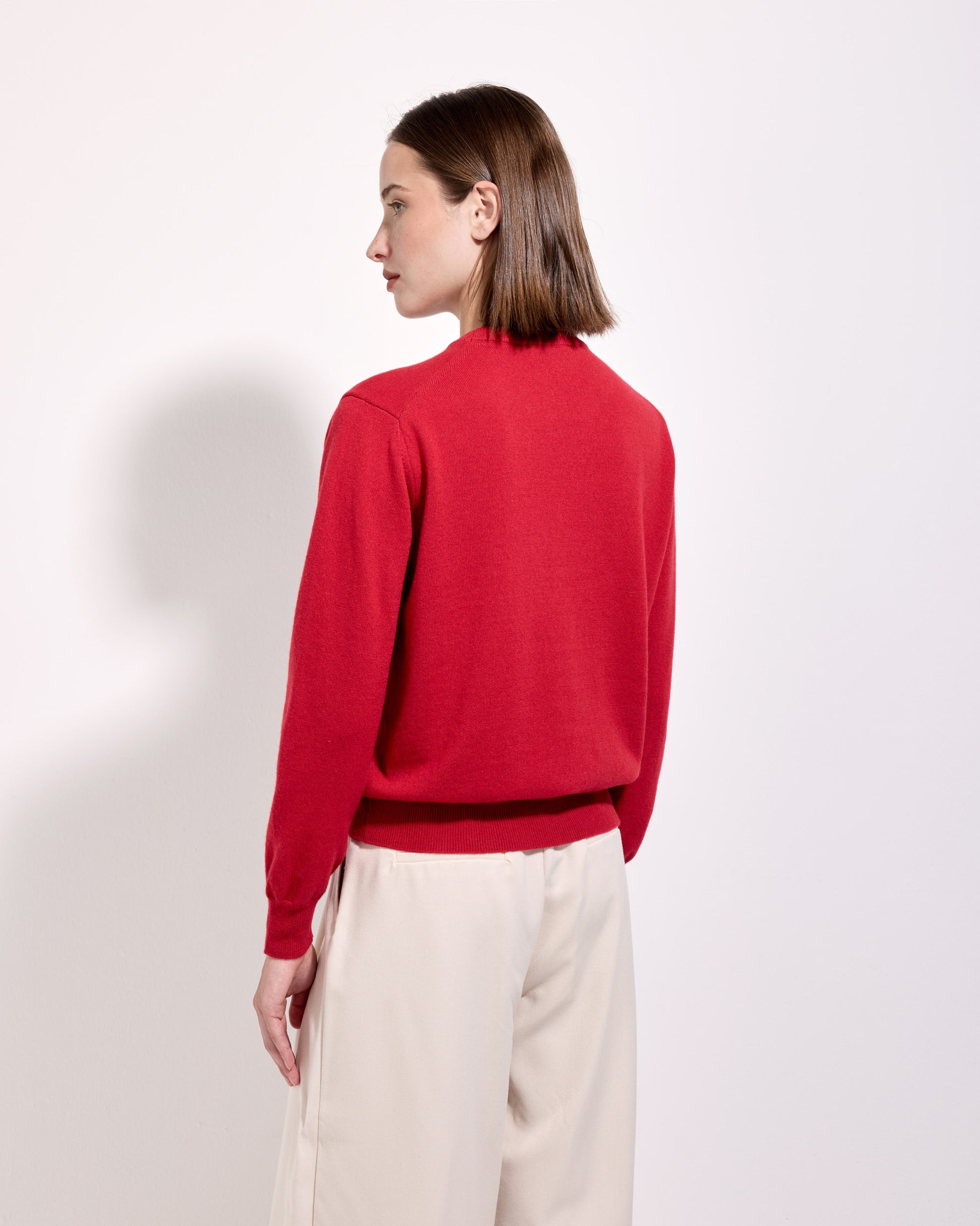 Girocollo cashmere rosso fuoco