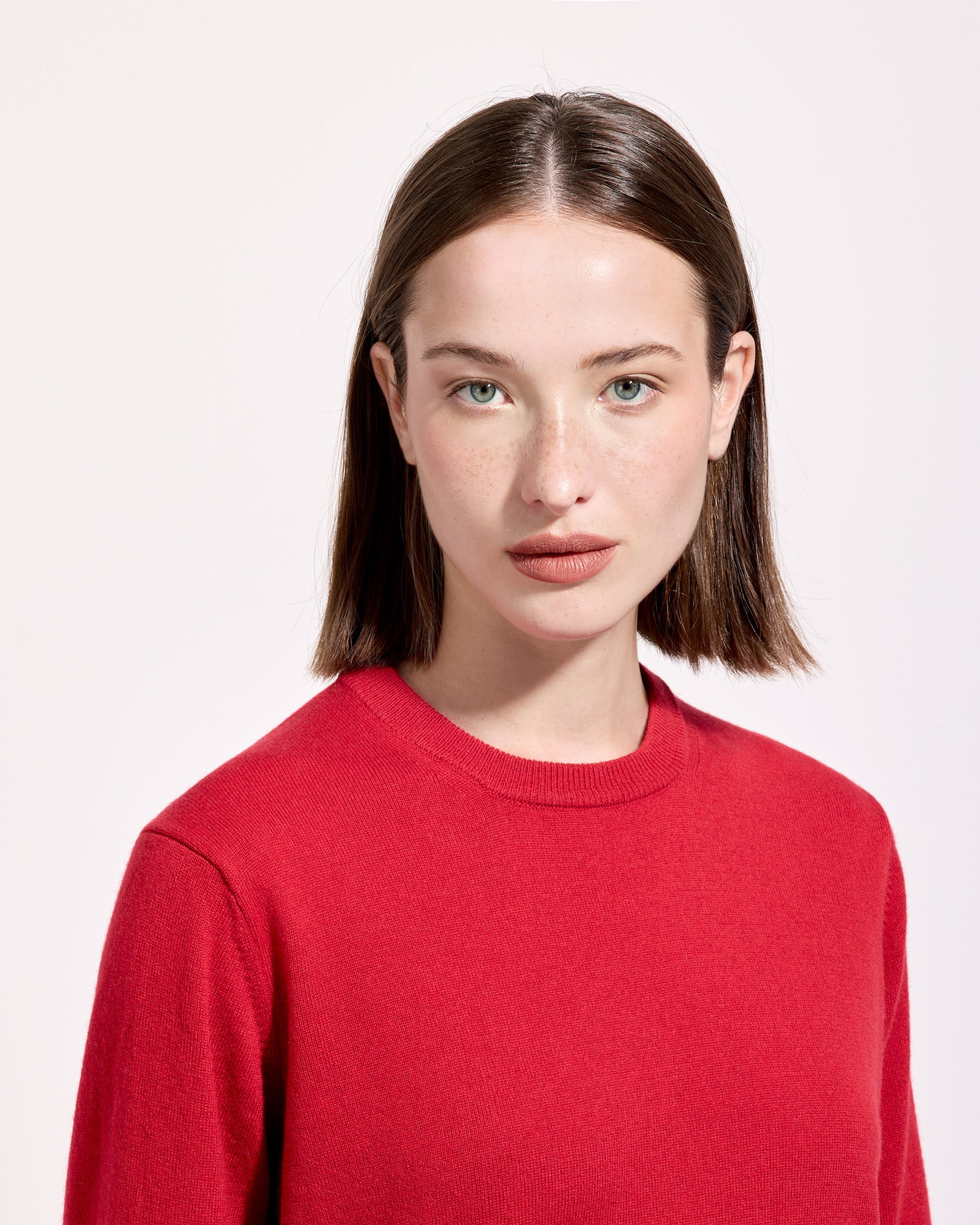 Girocollo cashmere rosso fuoco