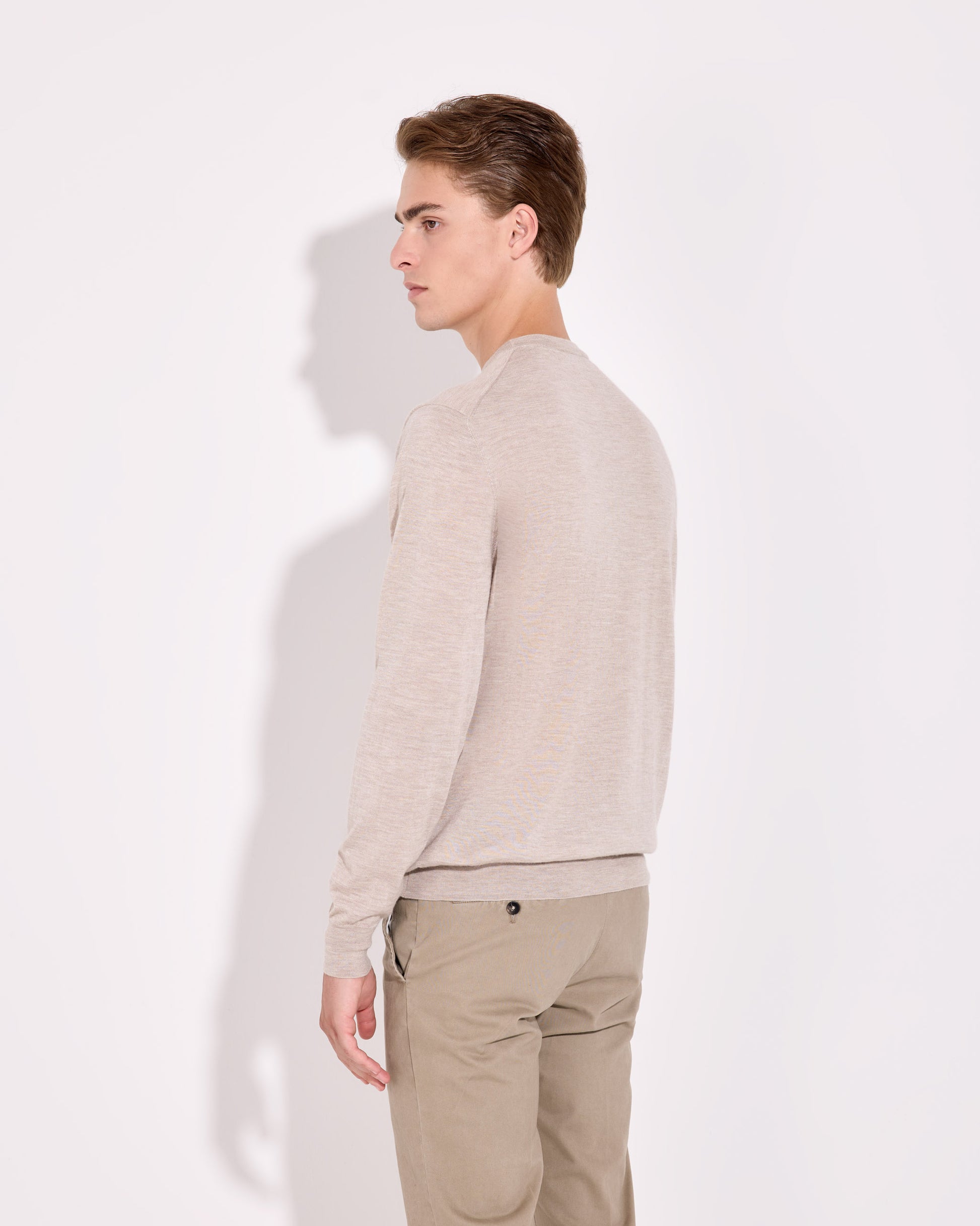 Girocollo cashmere seta beige