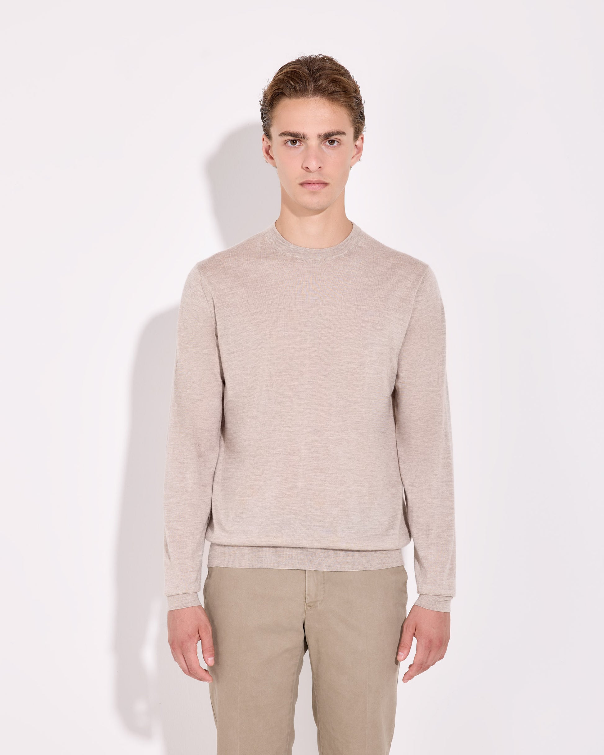 Girocollo cashmere seta beige