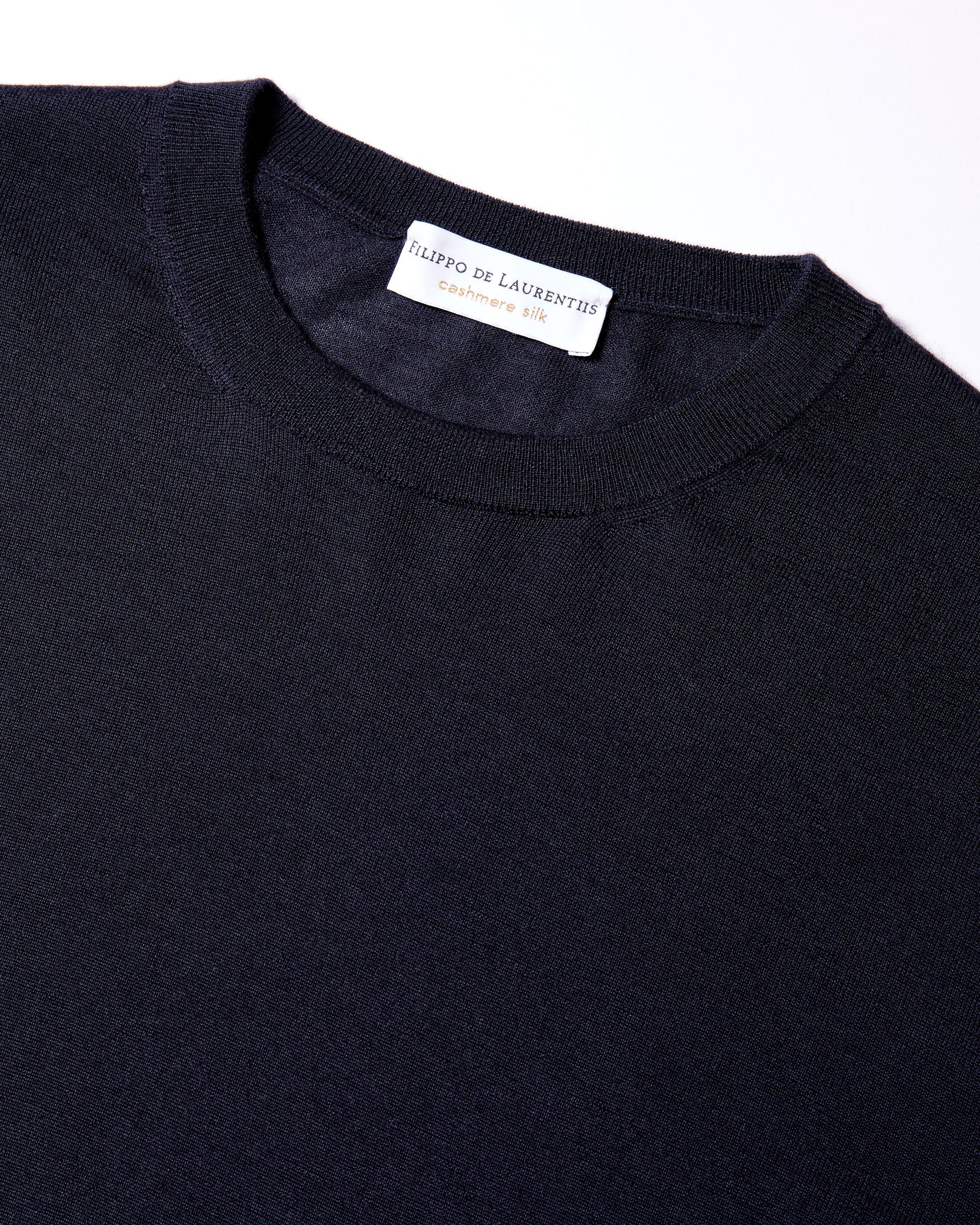 Girocollo cashmere seta blu navy