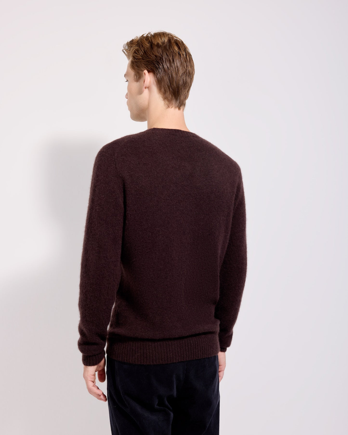 Girocollo garzato cashmere seta caffè