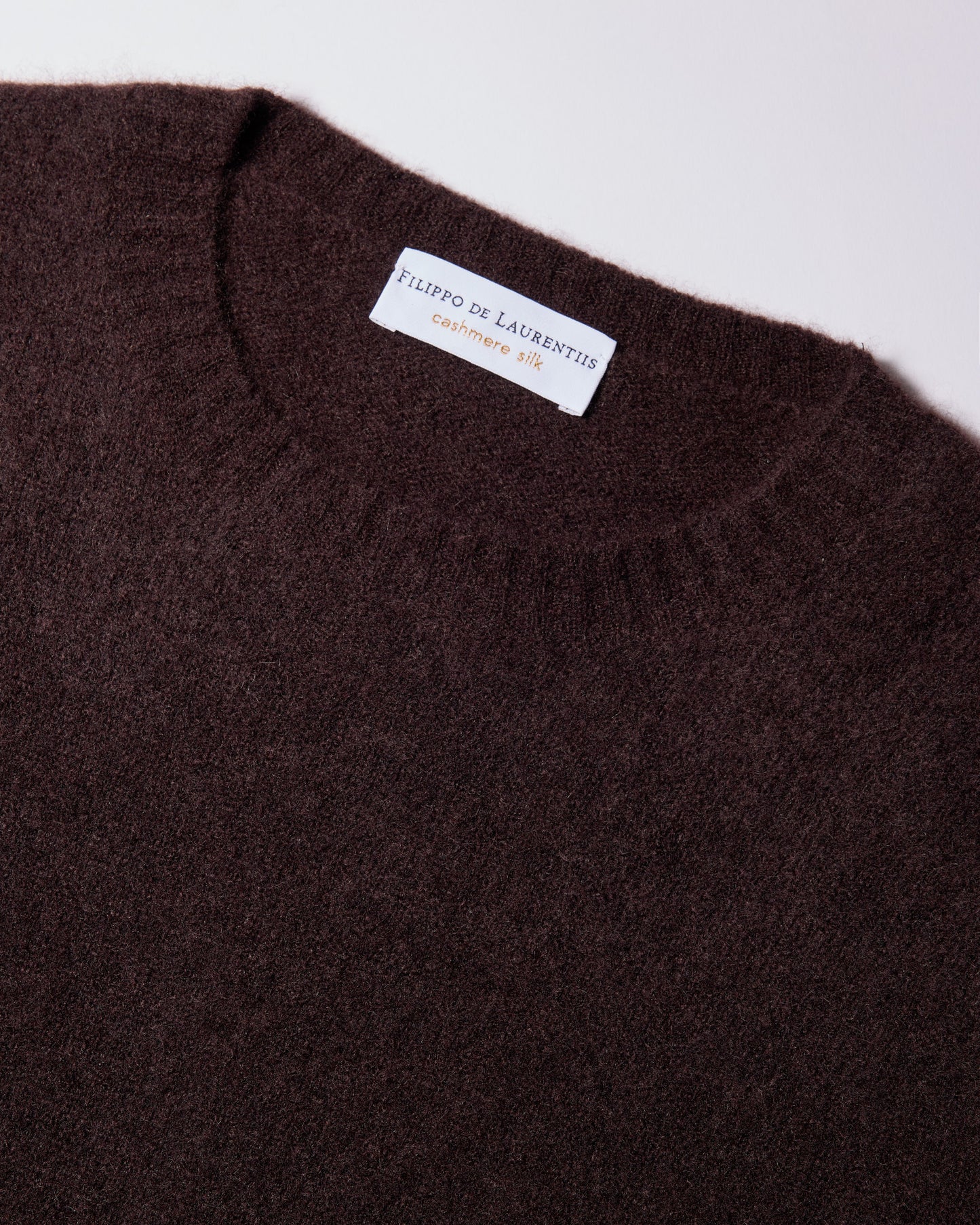 Girocollo garzato cashmere seta caffè