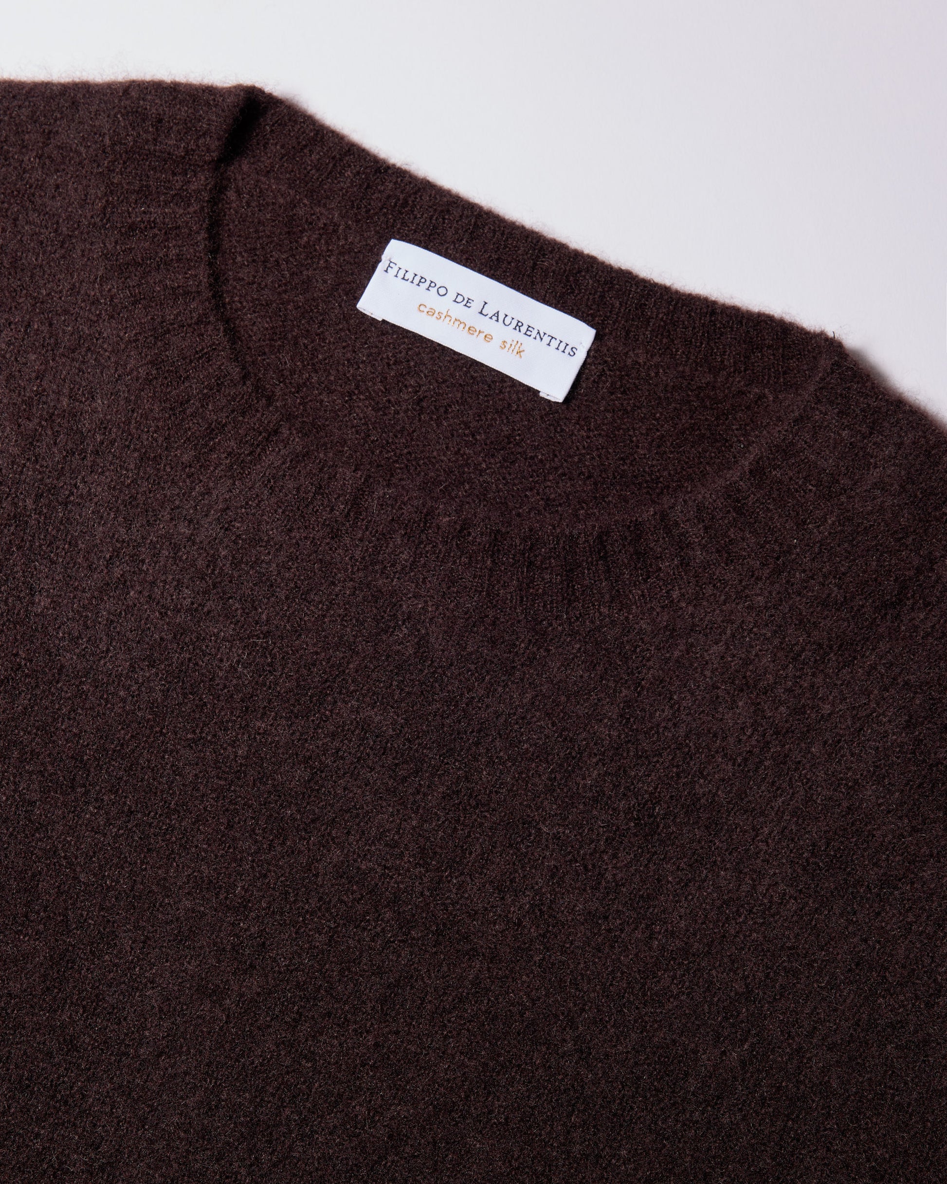 Girocollo garzato cashmere seta caffè