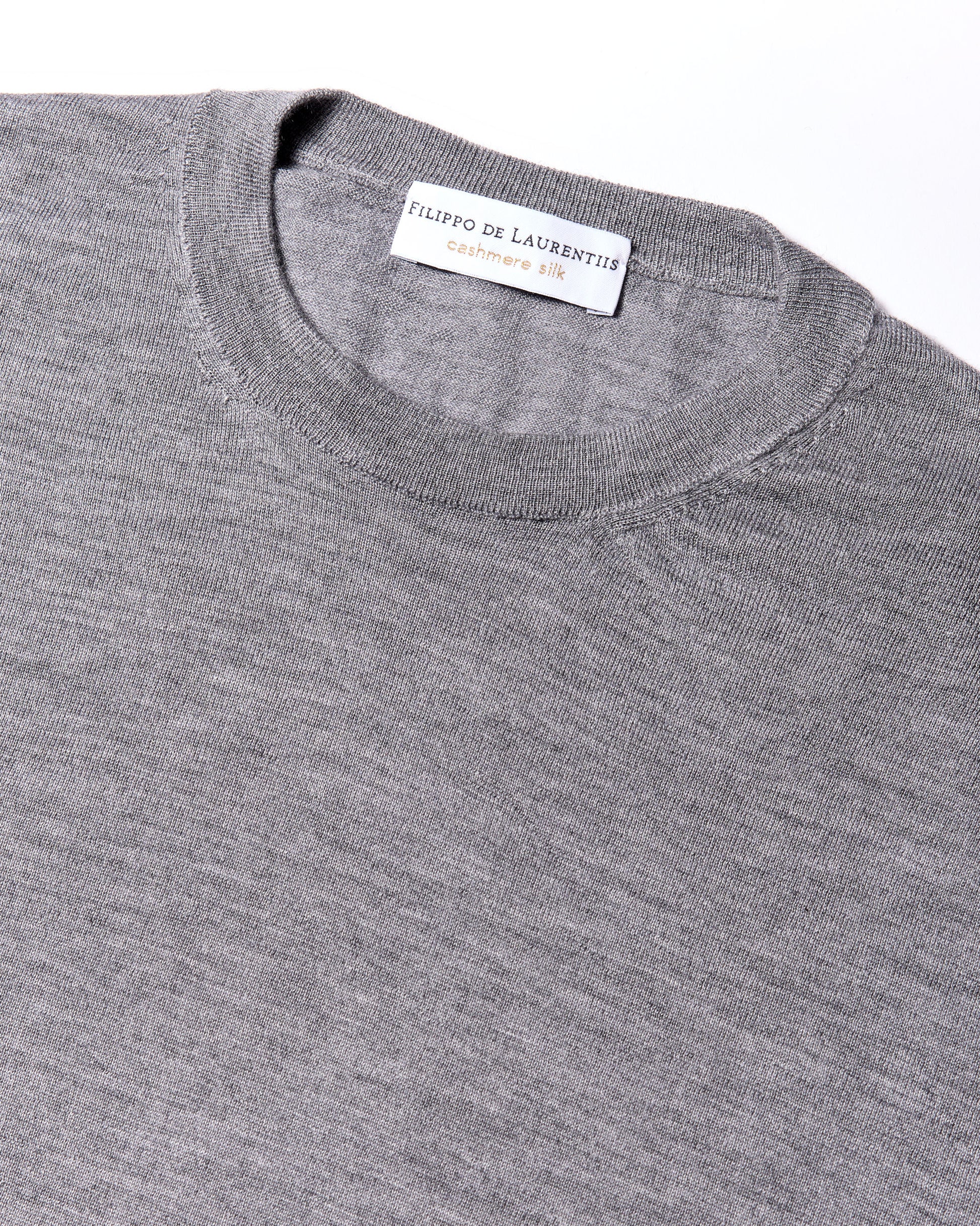 Girocollo cashmere seta grigio fumo