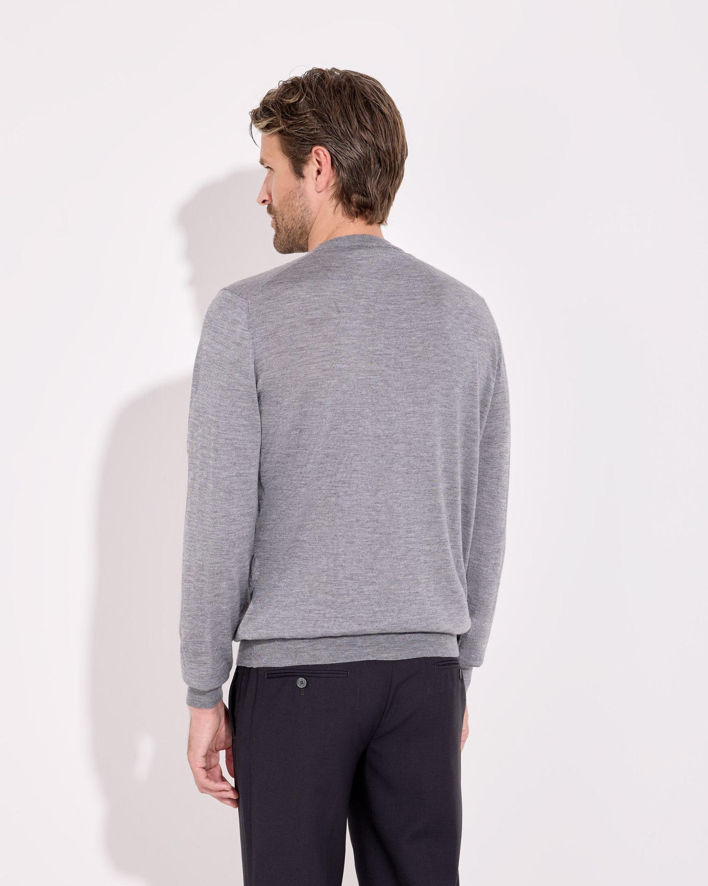 Girocollo cashmere seta grigio fumo