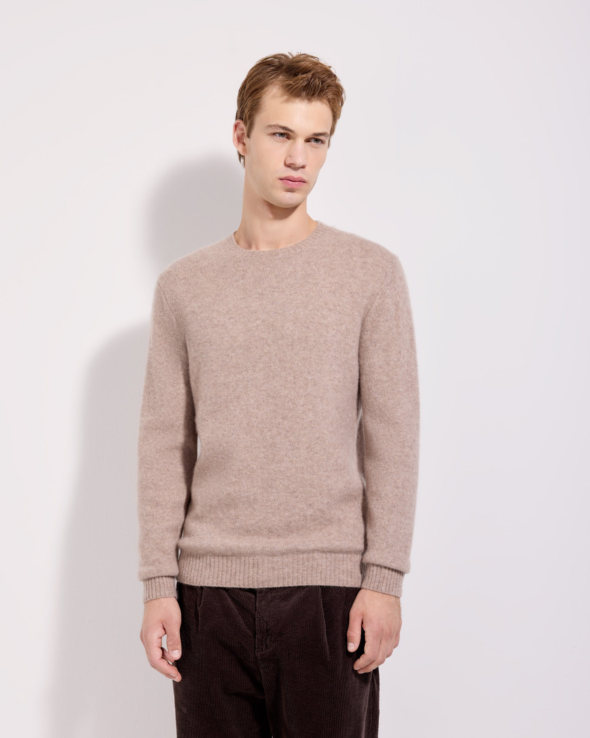 Girocollo garzato cashmere seta grigio