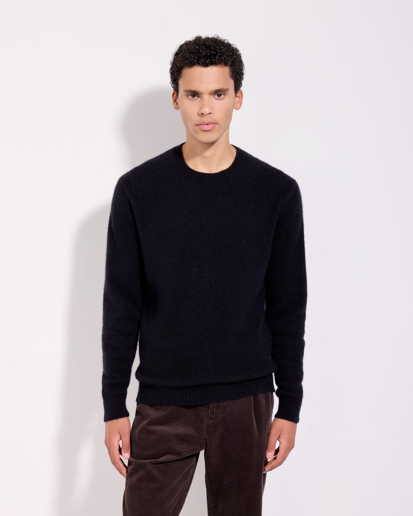 Girocollo garzato cashmere seta nero 
