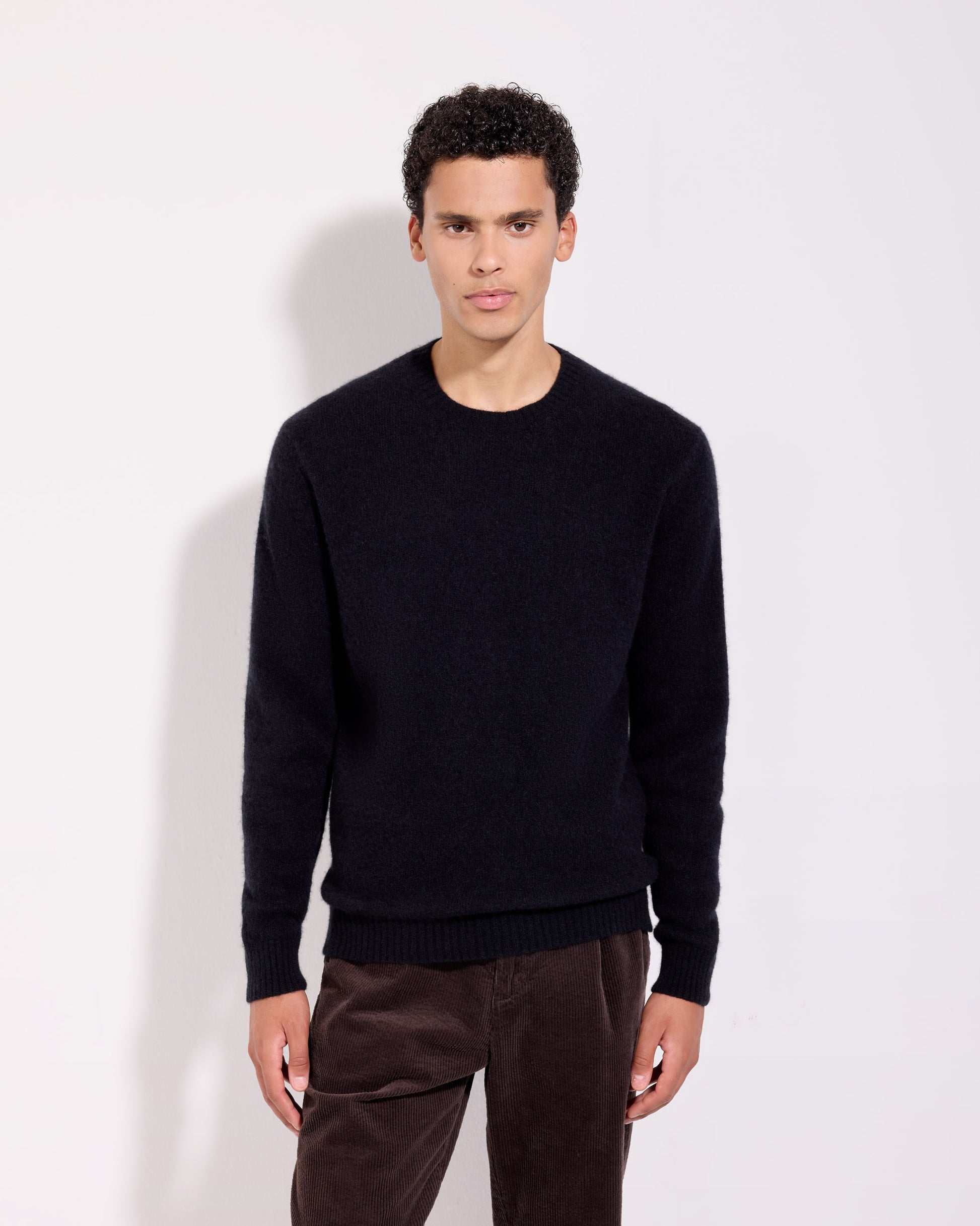 Girocollo garzato cashmere seta nero 