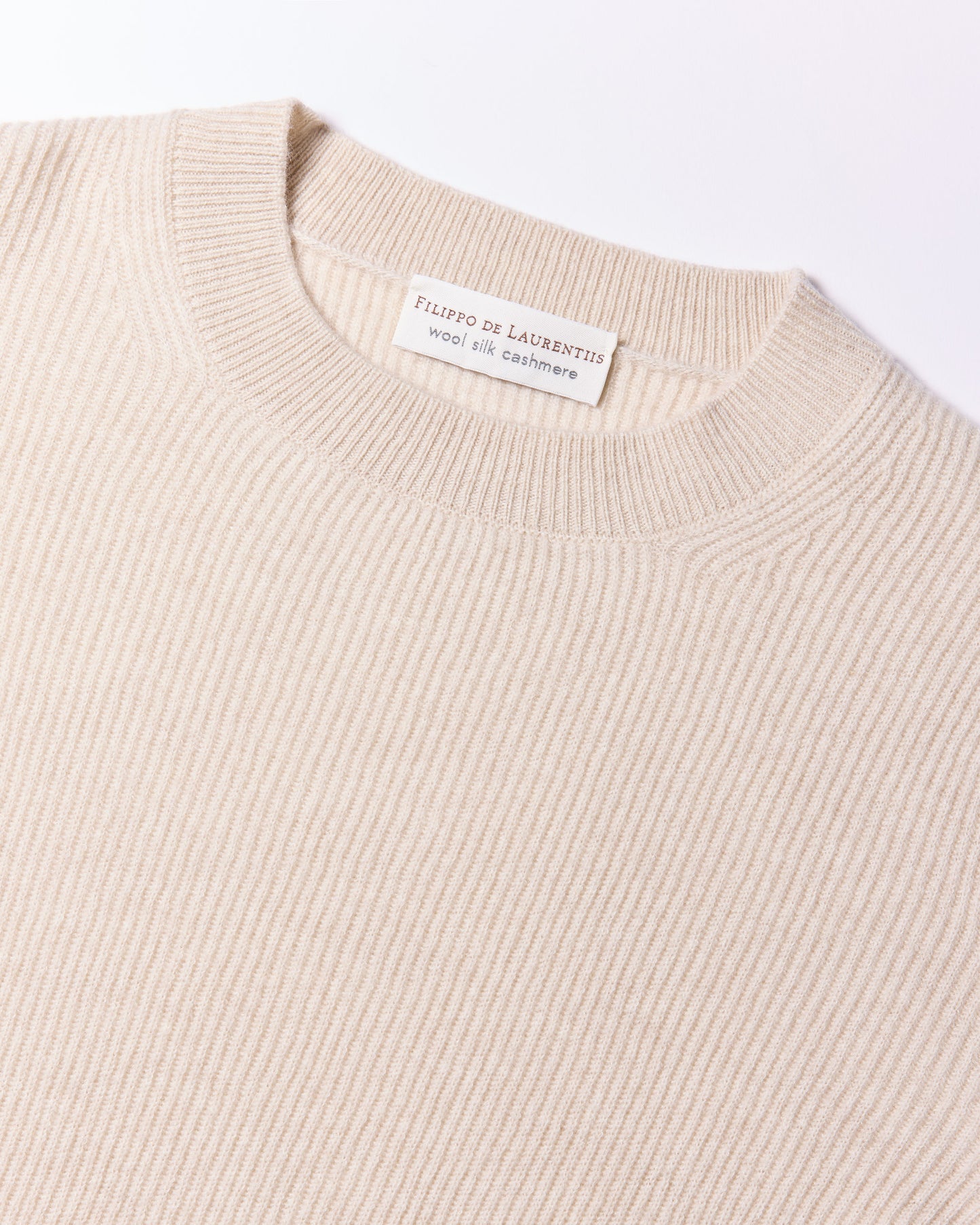 Girocollo costa inglese lana seta cashmere bianco lana