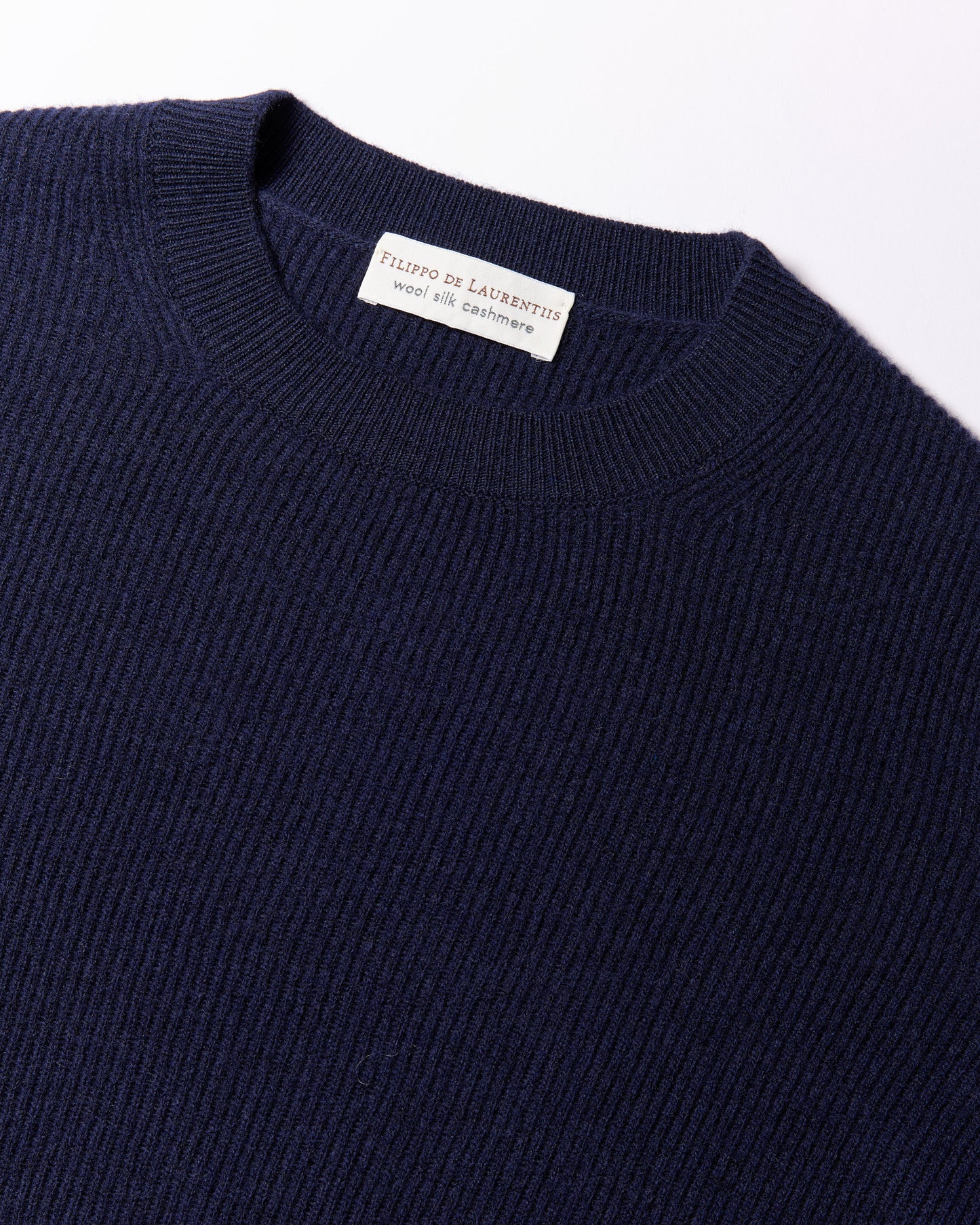 Girocollo costa inglese lana seta cashmere blu navy