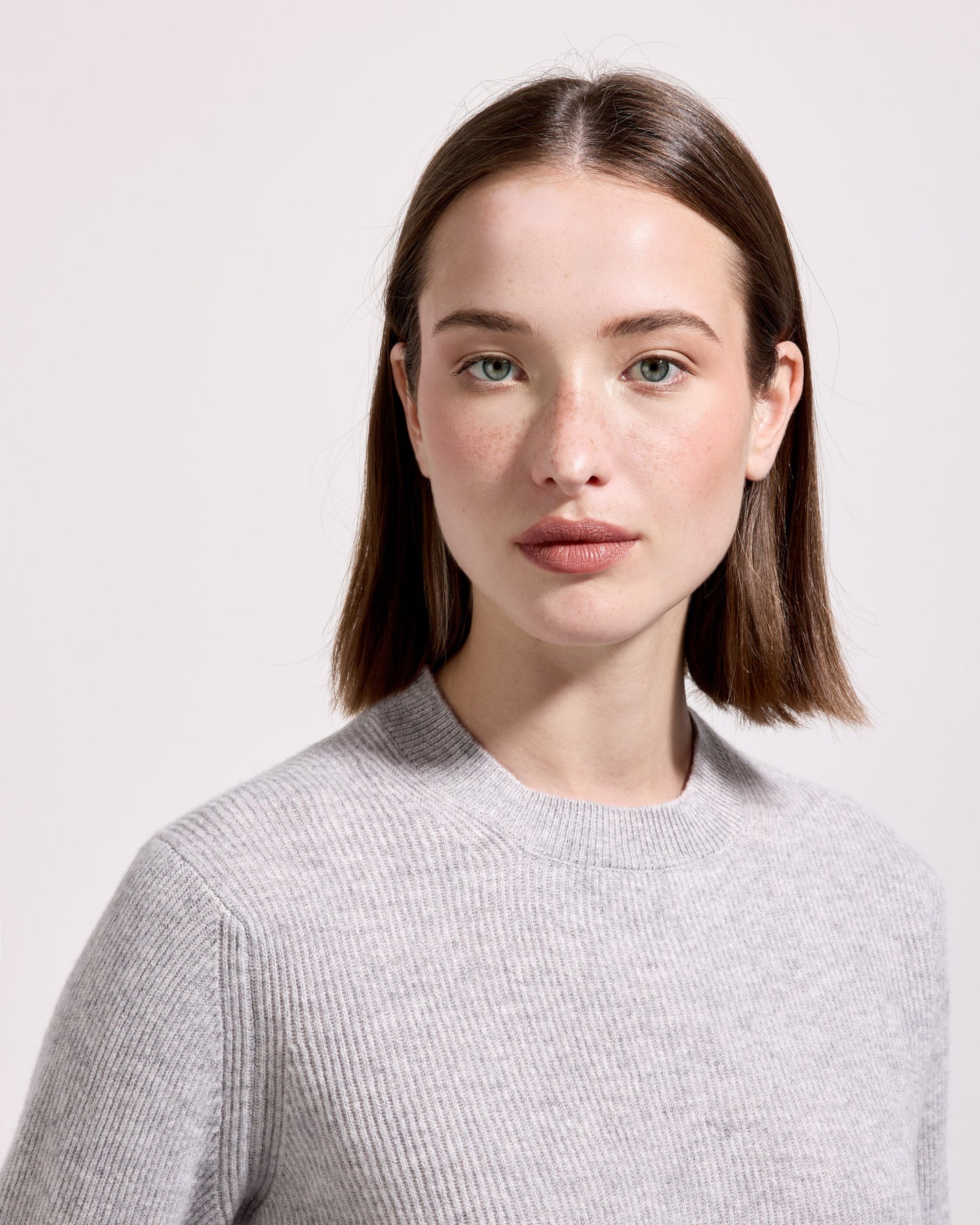 Girocollo costa inglese lana seta cashmere grigio perla