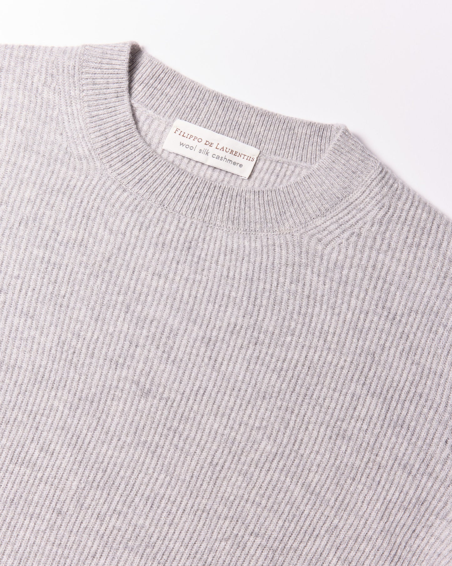 Girocollo costa inglese lana seta cashmere grigio perla