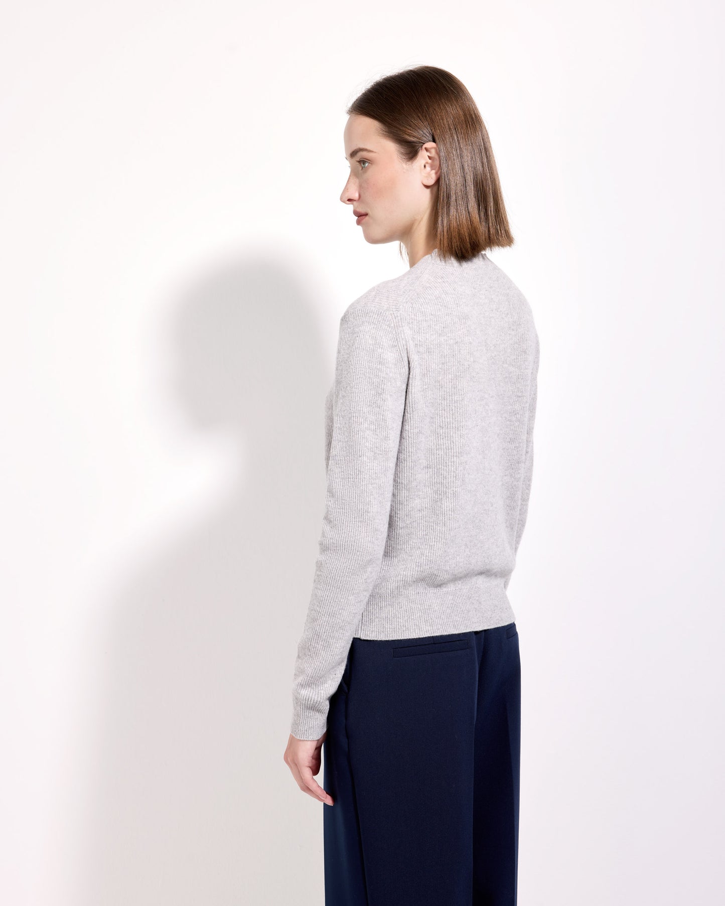 Girocollo costa inglese lana seta cashmere grigio perla