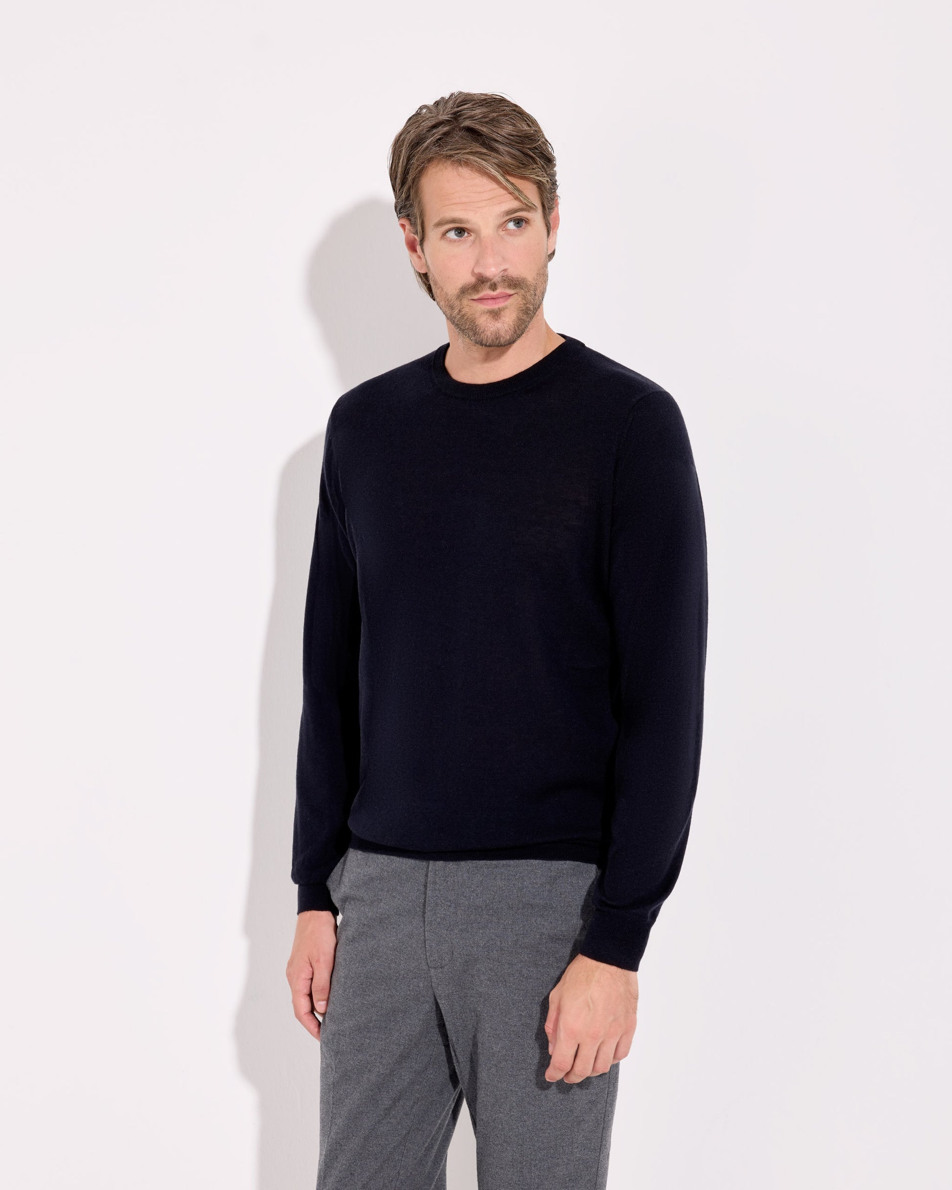 Girocollo lana cashmere blu navy