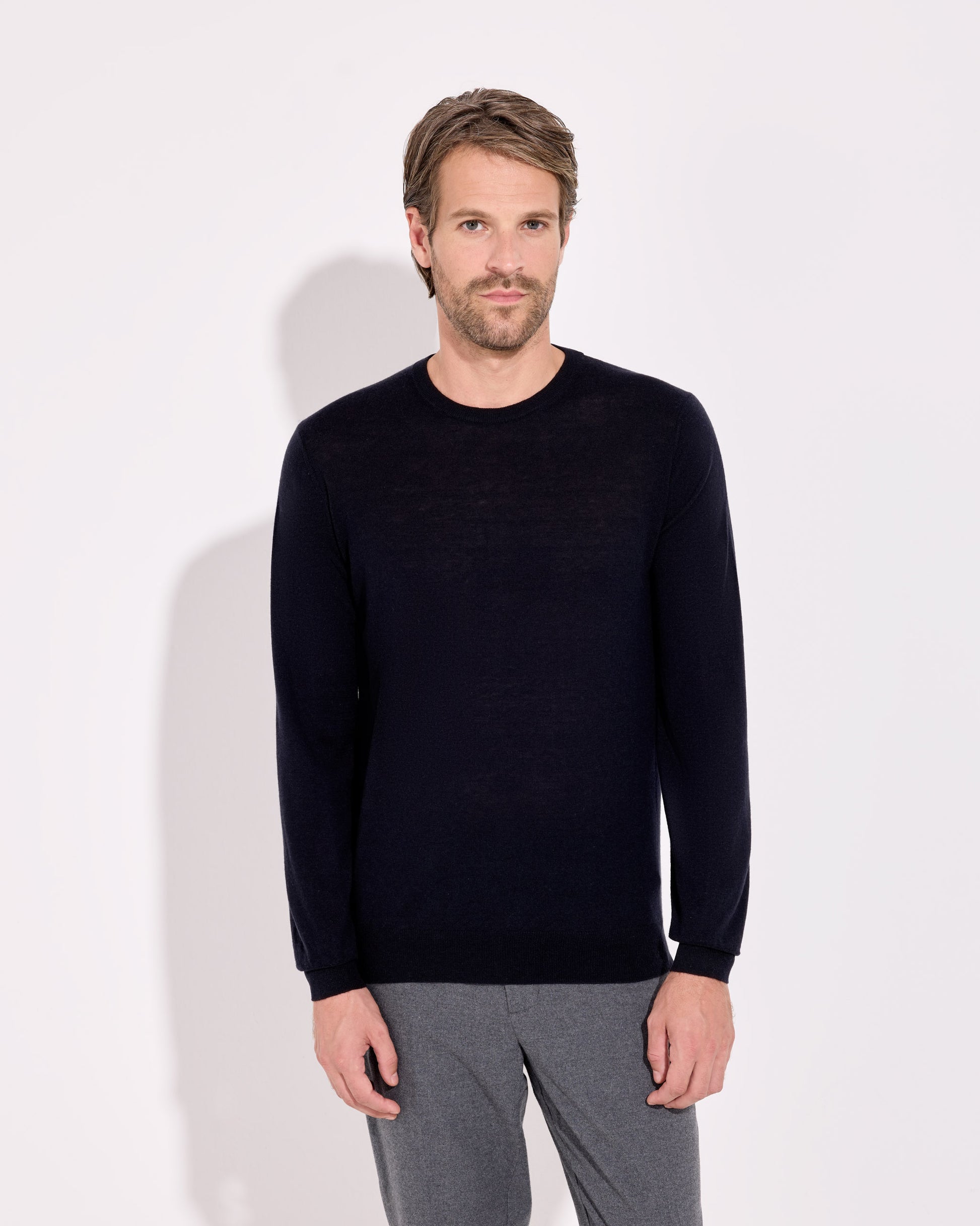 Girocollo lana cashmere blu navy