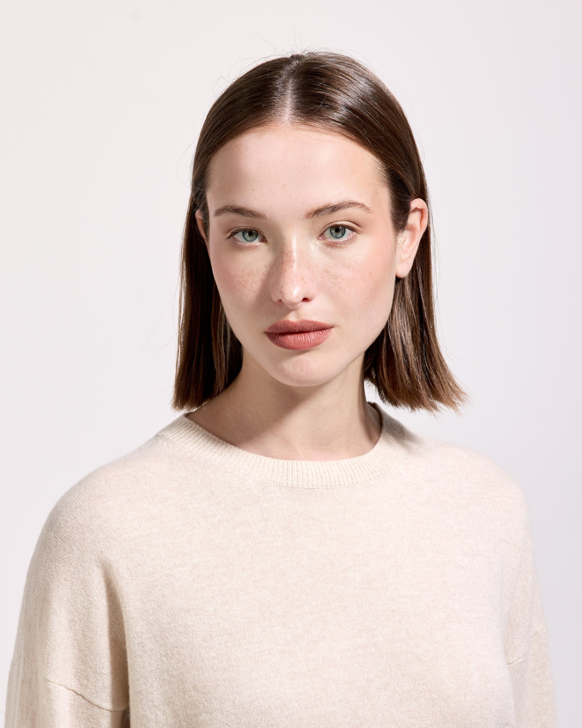 Girocollo lana seta cashmere bianco lana