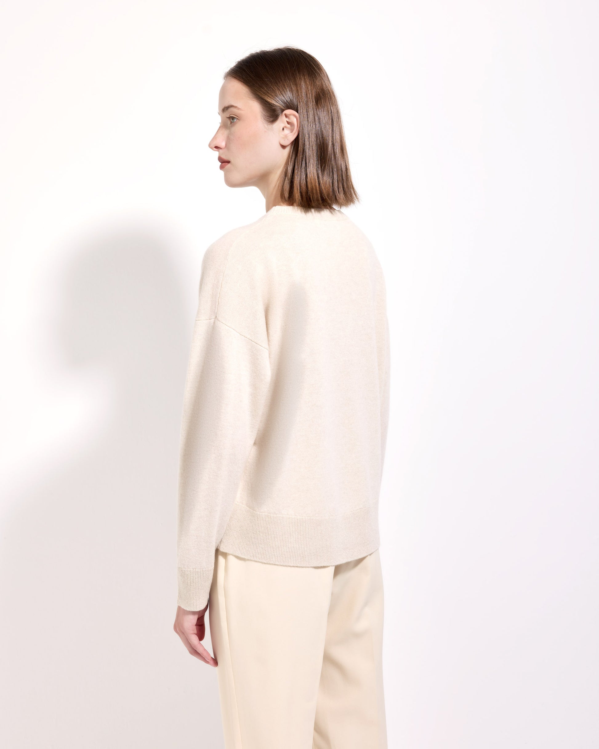 Girocollo lana seta cashmere bianco lana