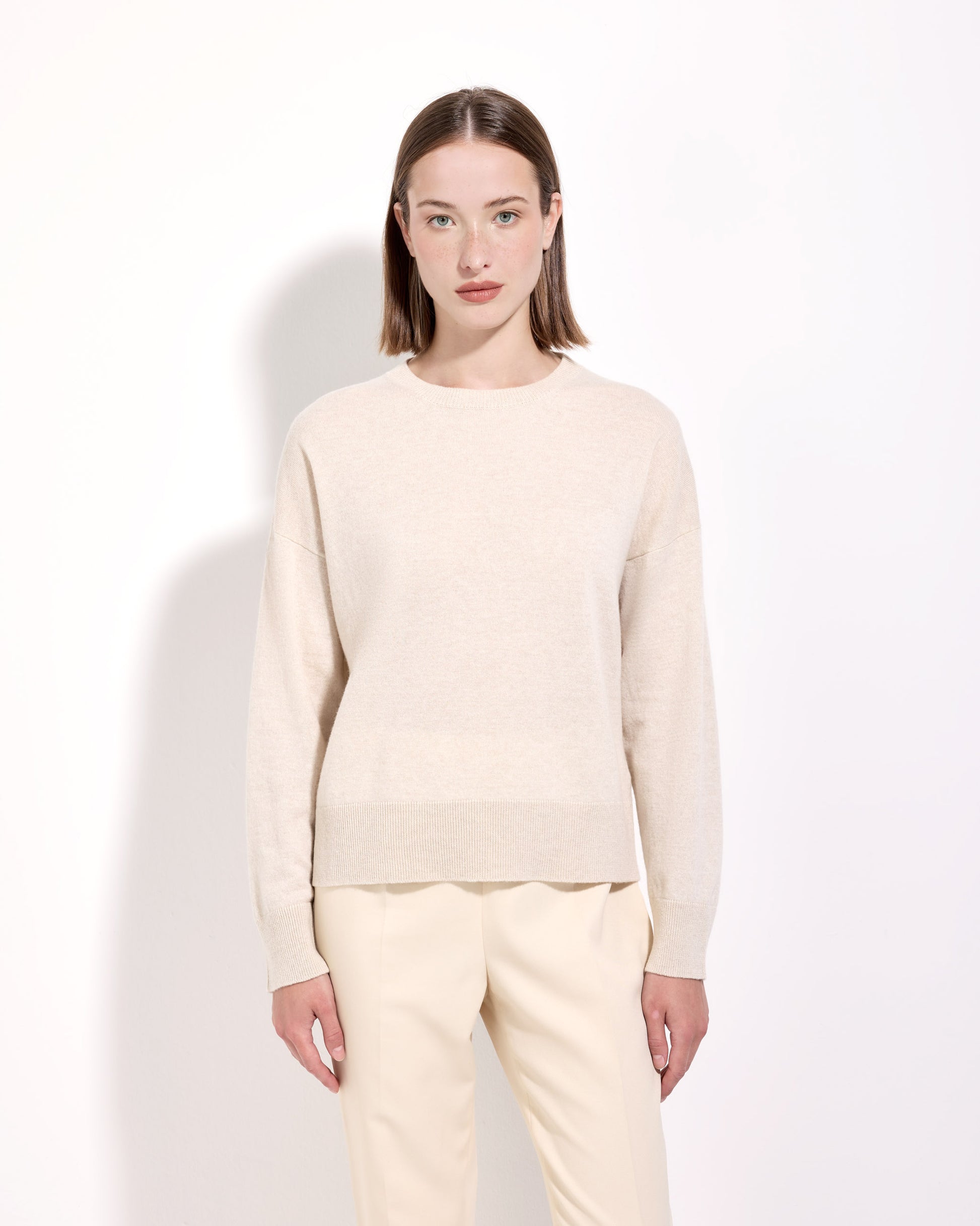 Girocollo lana seta cashmere bianco lana