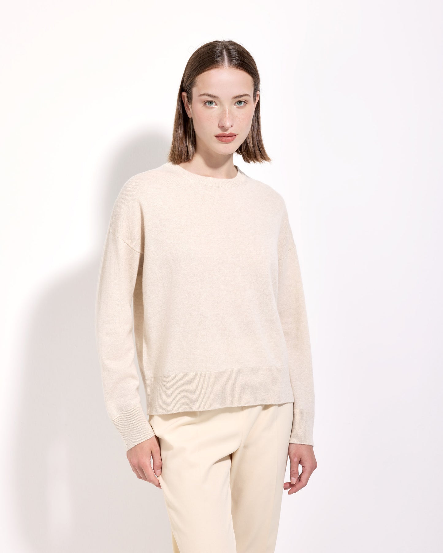 Girocollo lana seta cashmere bianco lana