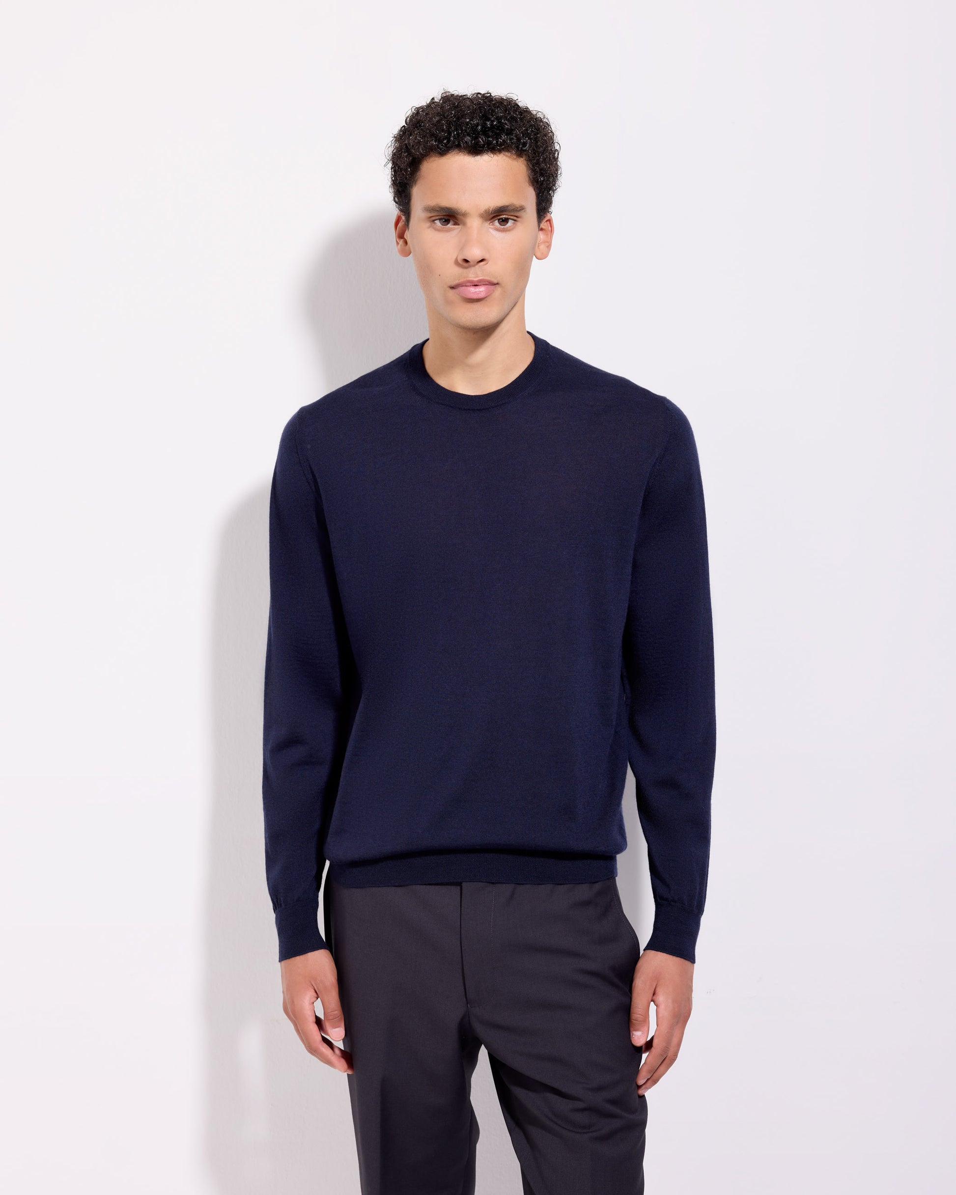 Girocollo lana seta cashmere blu navy