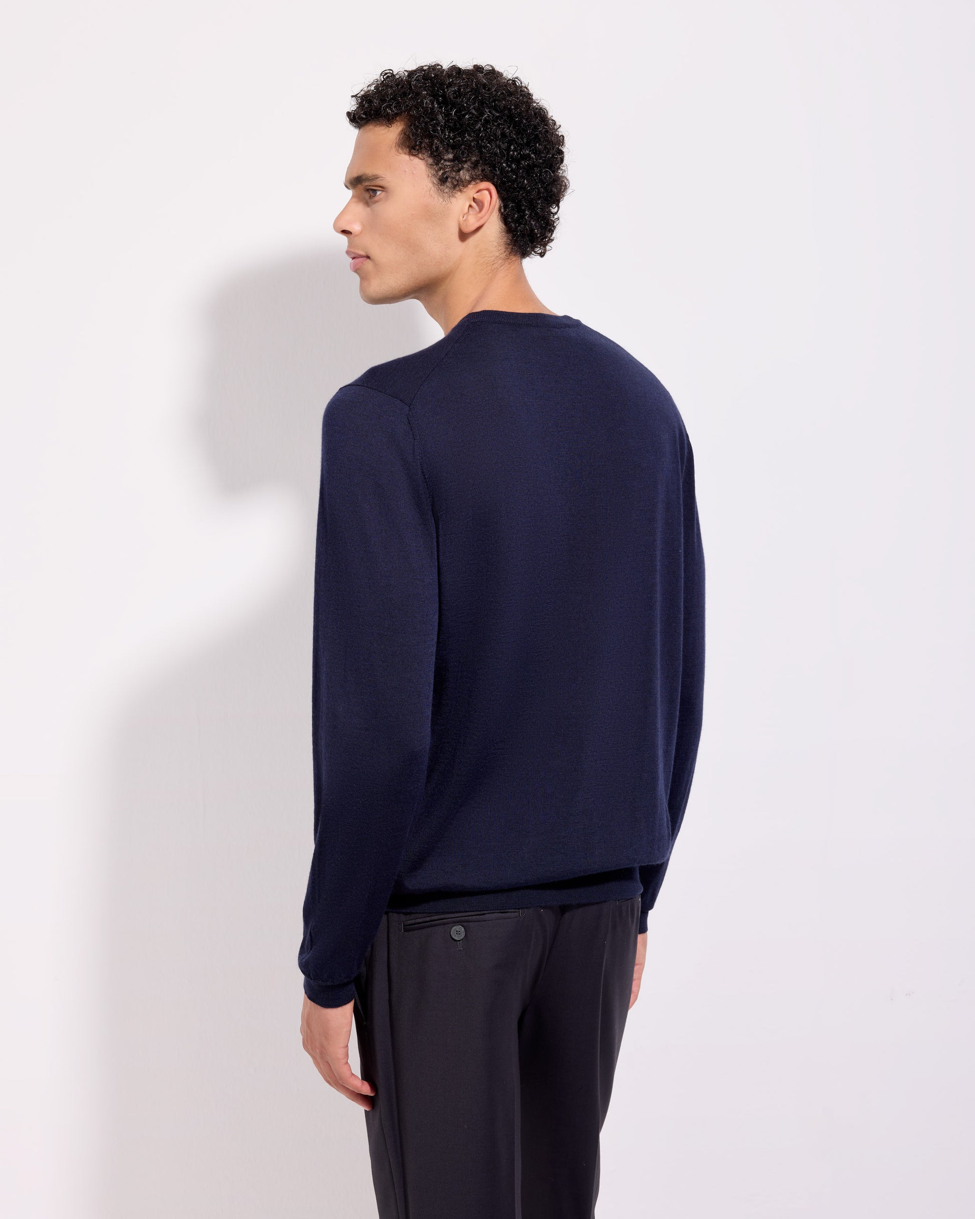 Girocollo lana seta cashmere blu navy