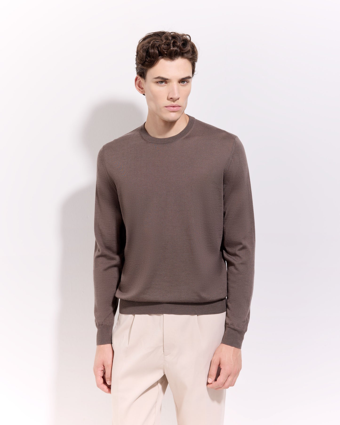 Girocollo lana seta cashmere cacao