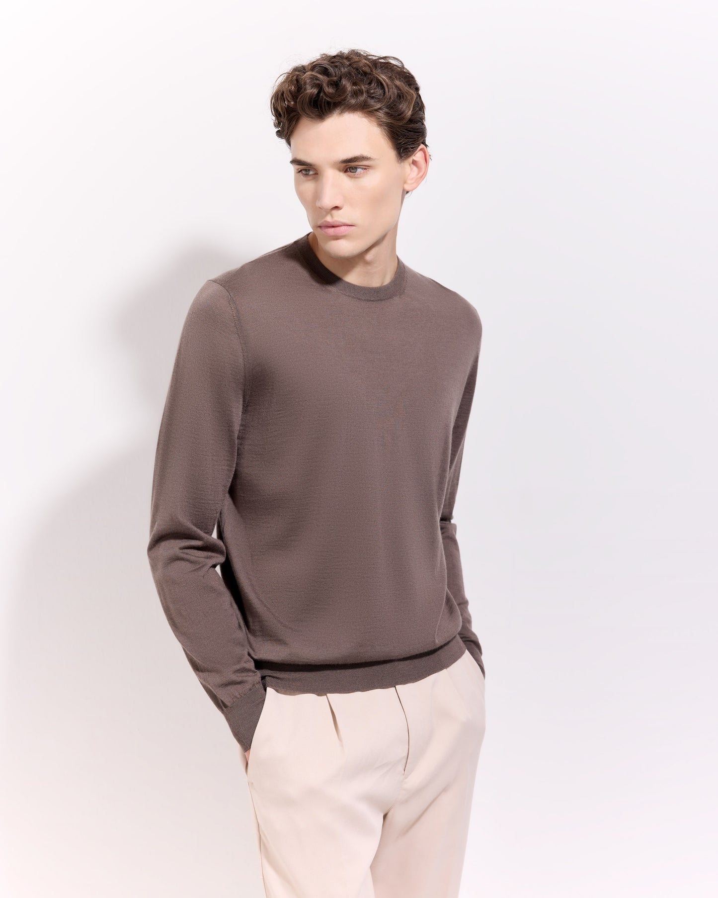 Girocollo lana seta cashmere cacao