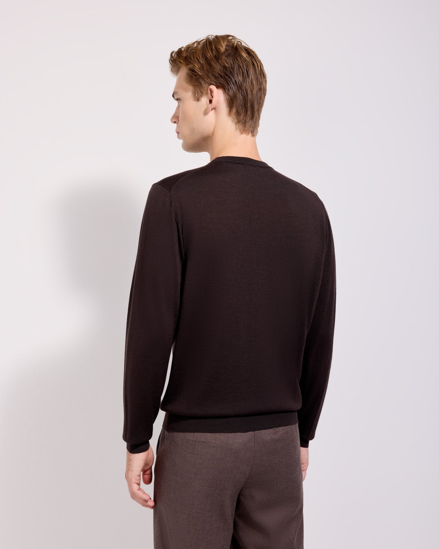 Girocollo lana seta cashmere caffè