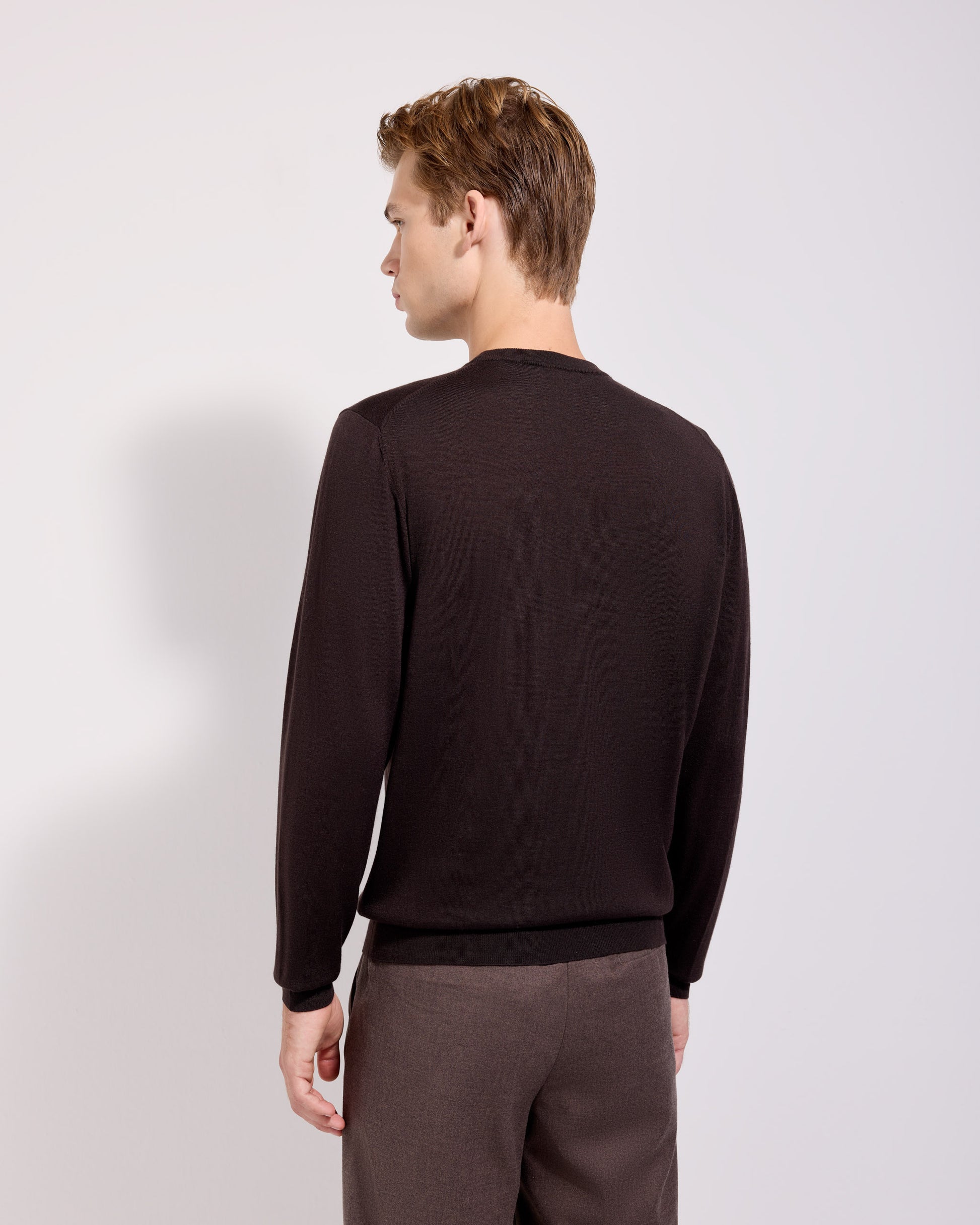 Girocollo lana seta cashmere caffè