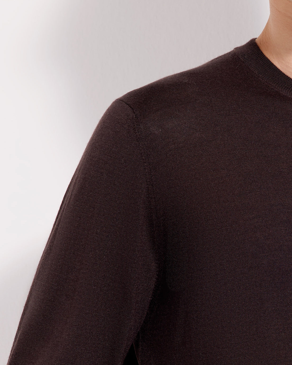 Girocollo lana seta cashmere caffè