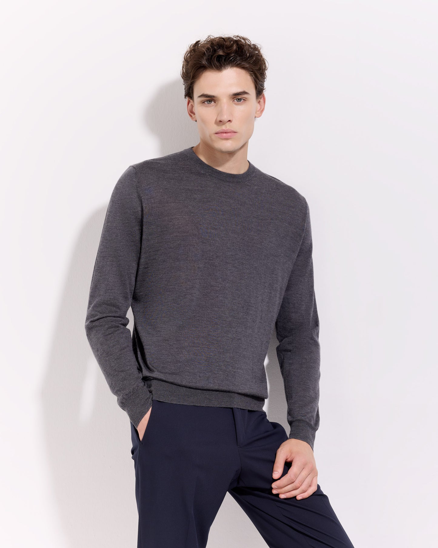 Girocollo lana seta cashmere grafite